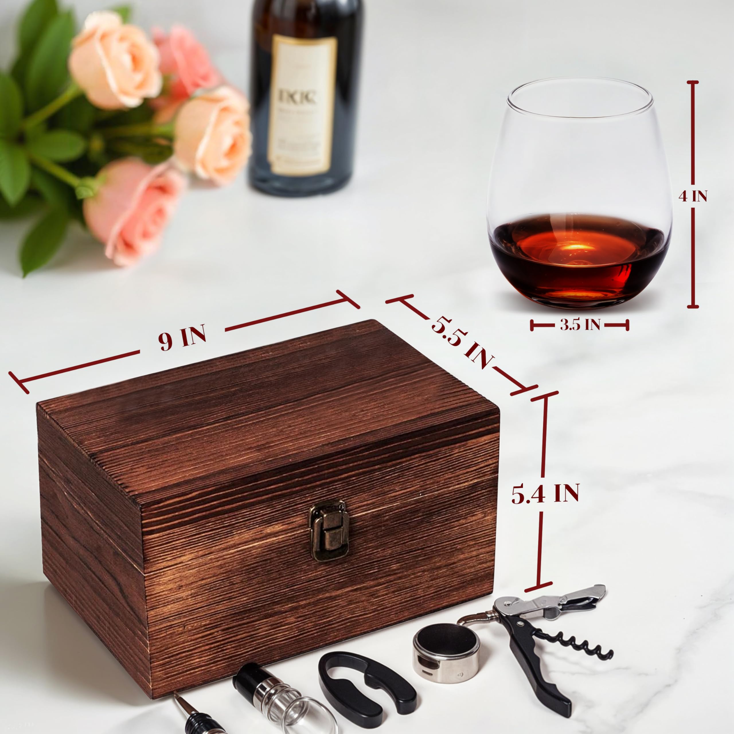 Custom Monogram Initial Name Set of 2 Stemless Wine Glasses and Accessories with Engraved Wine Box Design Your Own Personalized Gift for Him Her 12 Designs