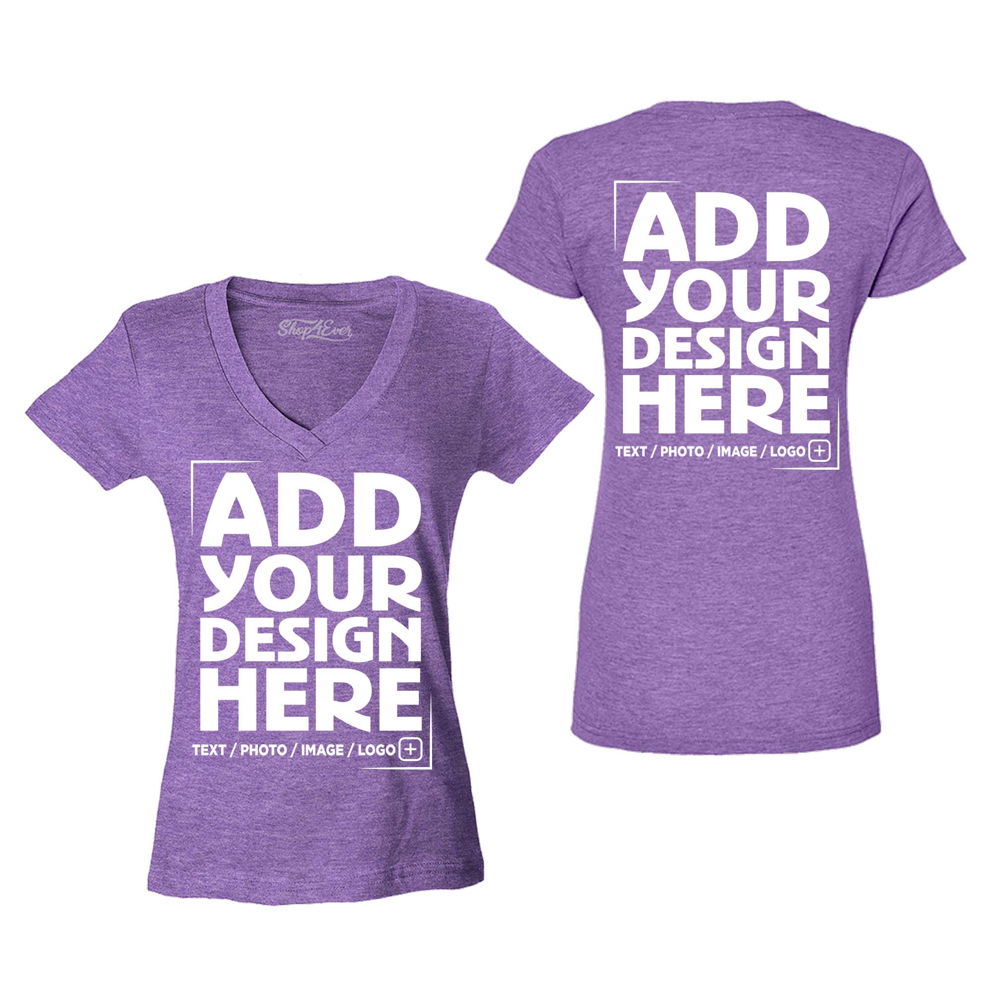 Custom Personalized Design Your Own Front Back Women's V-Neck T-Shirt
