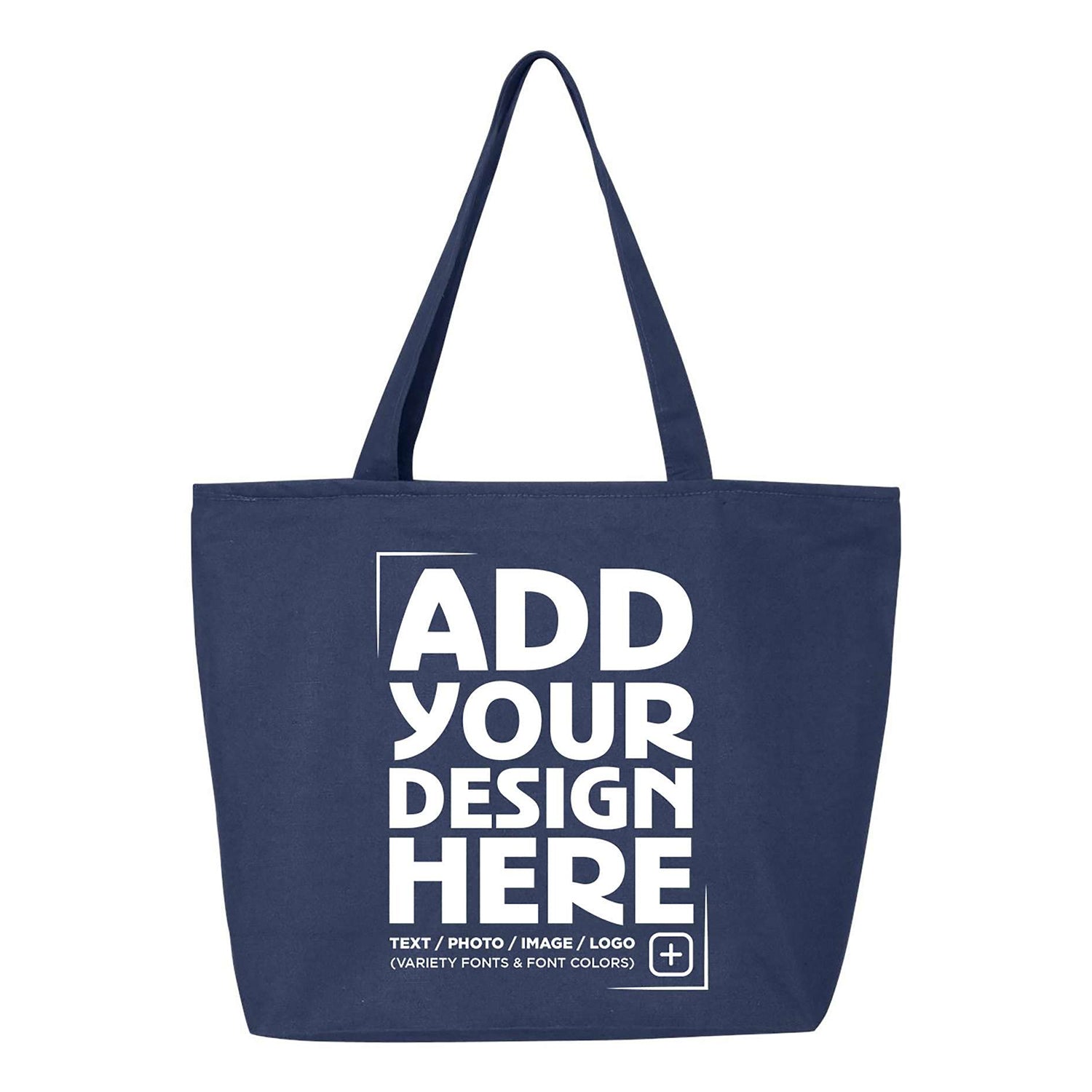 Custom Personalized Design Your Own Heavy Canvas Tote with Zipper Reusable Shopping Bag