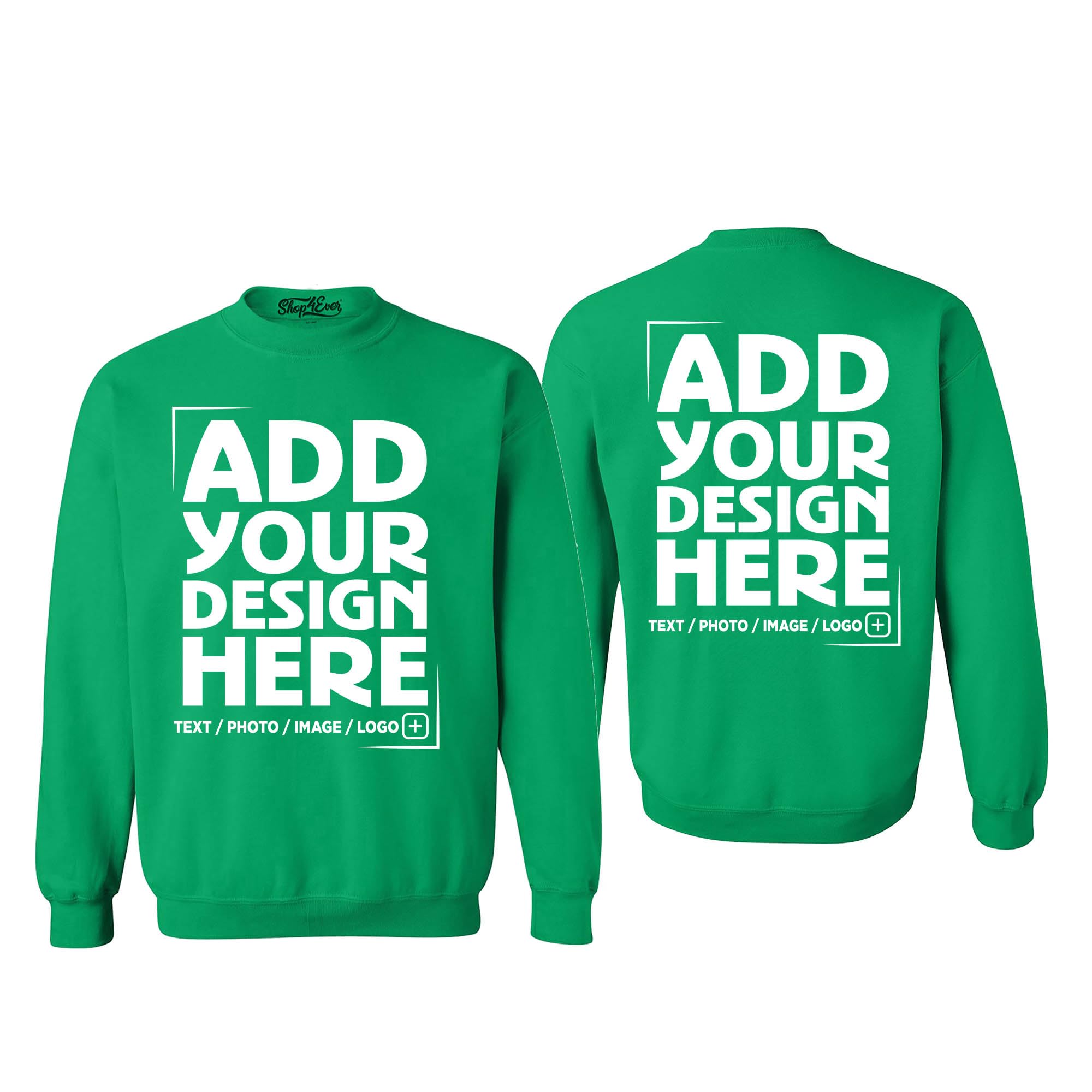 Custom Personalized Design Your Own Front Back Crewneck Sweatshirts