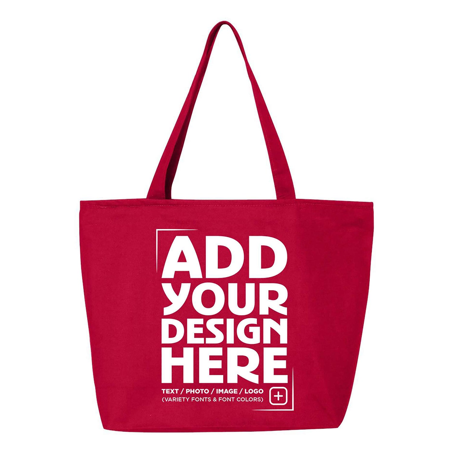 Custom Personalized Design Your Own Heavy Canvas Tote with Zipper Reusable Shopping Bag