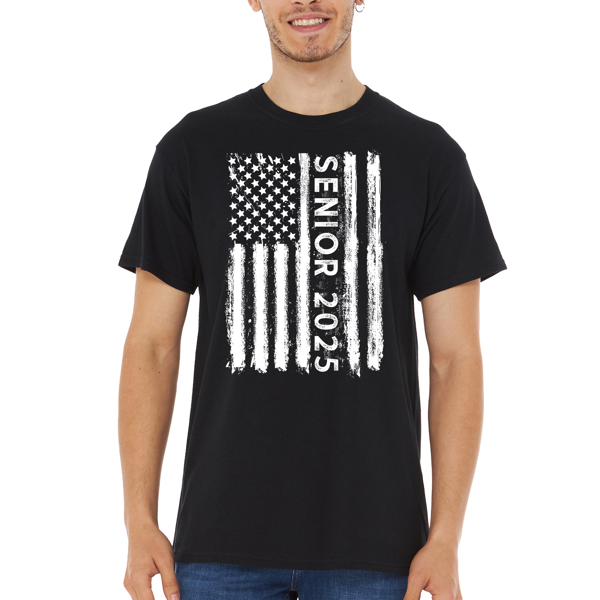 Senior 2025 American Flag Graduation T-Shirt
