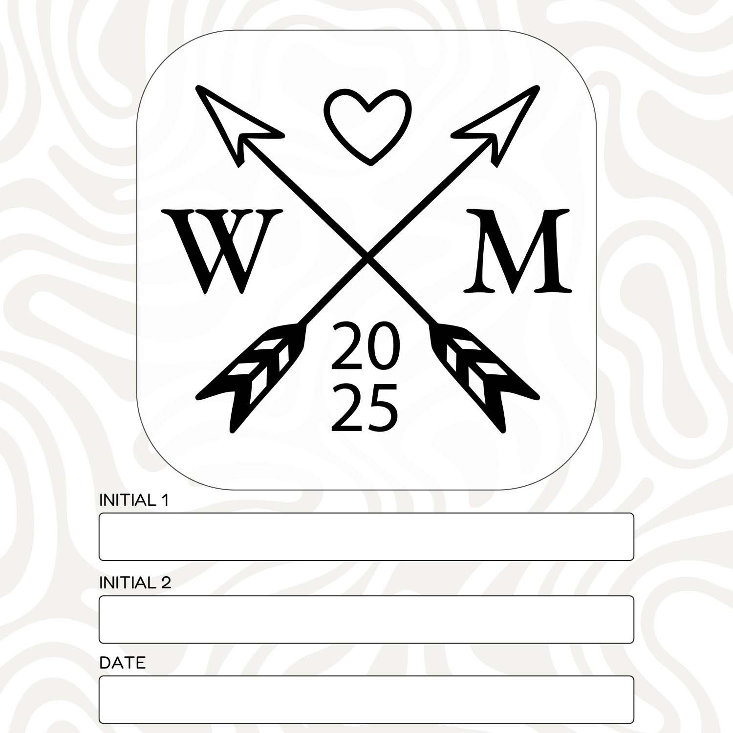 Custom Couples Initials and Date Arrow Set of 2 Stemless Wine Glasses and Accessories with Engraved Wine Box Design Your Own Personalized Gift for Him Her Couples