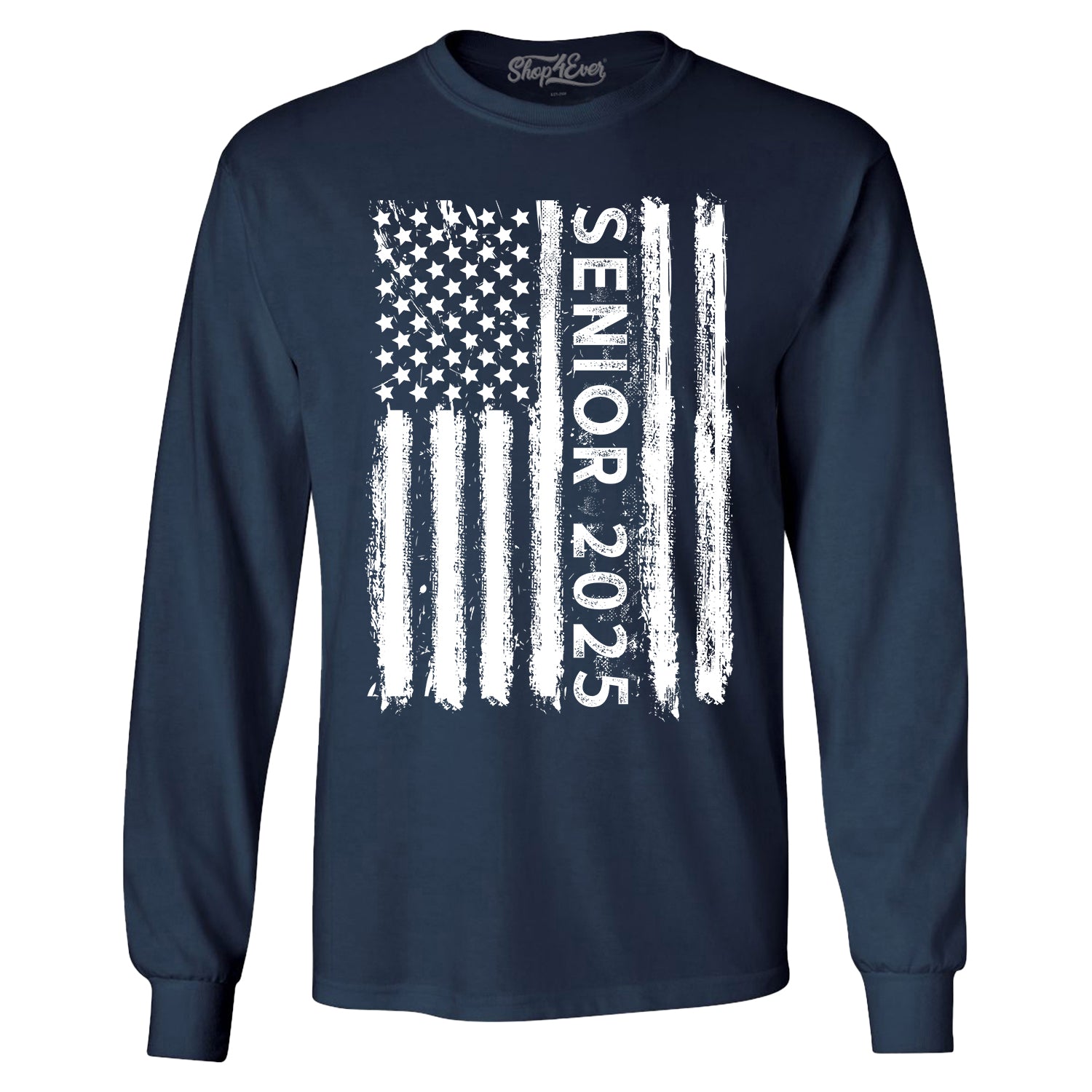 Senior 2025 American Flag Graduation Long Sleeve Shirt