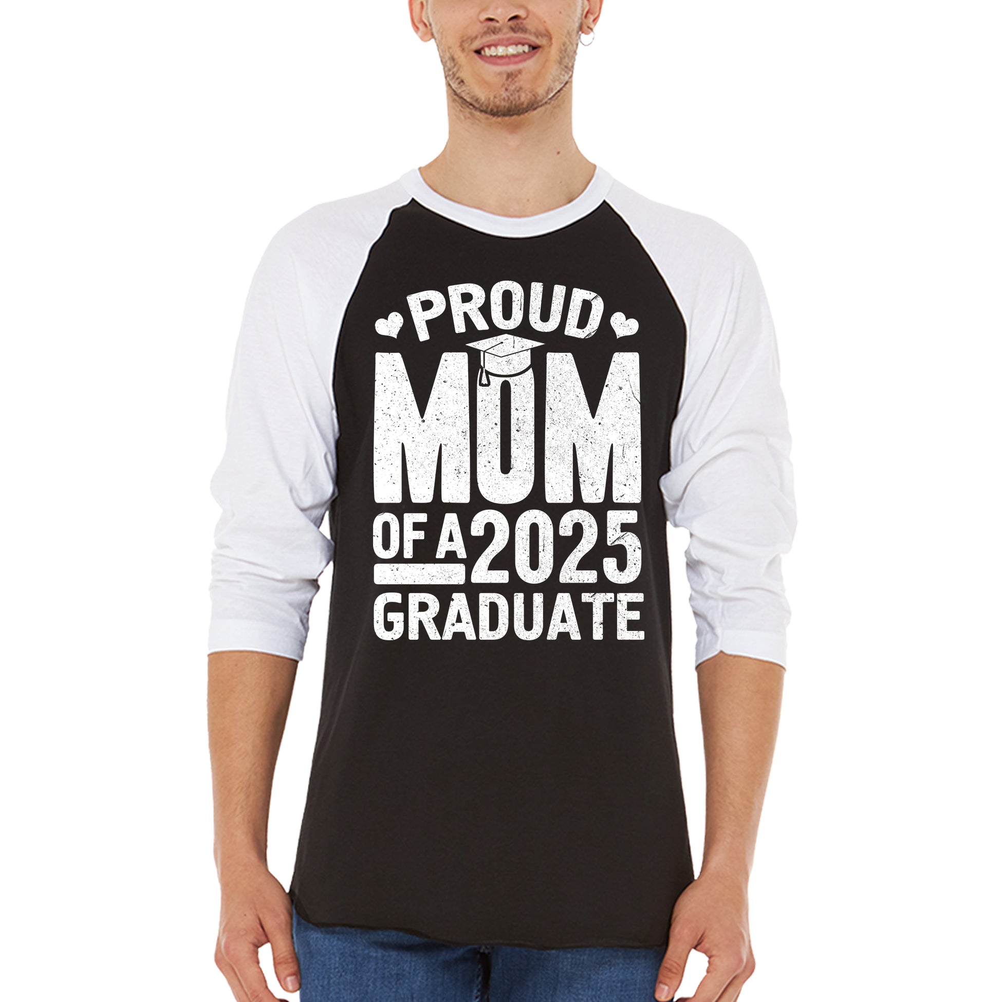 Proud Mom of a 2025 Graduate Graduation Raglan Baseball Shirt