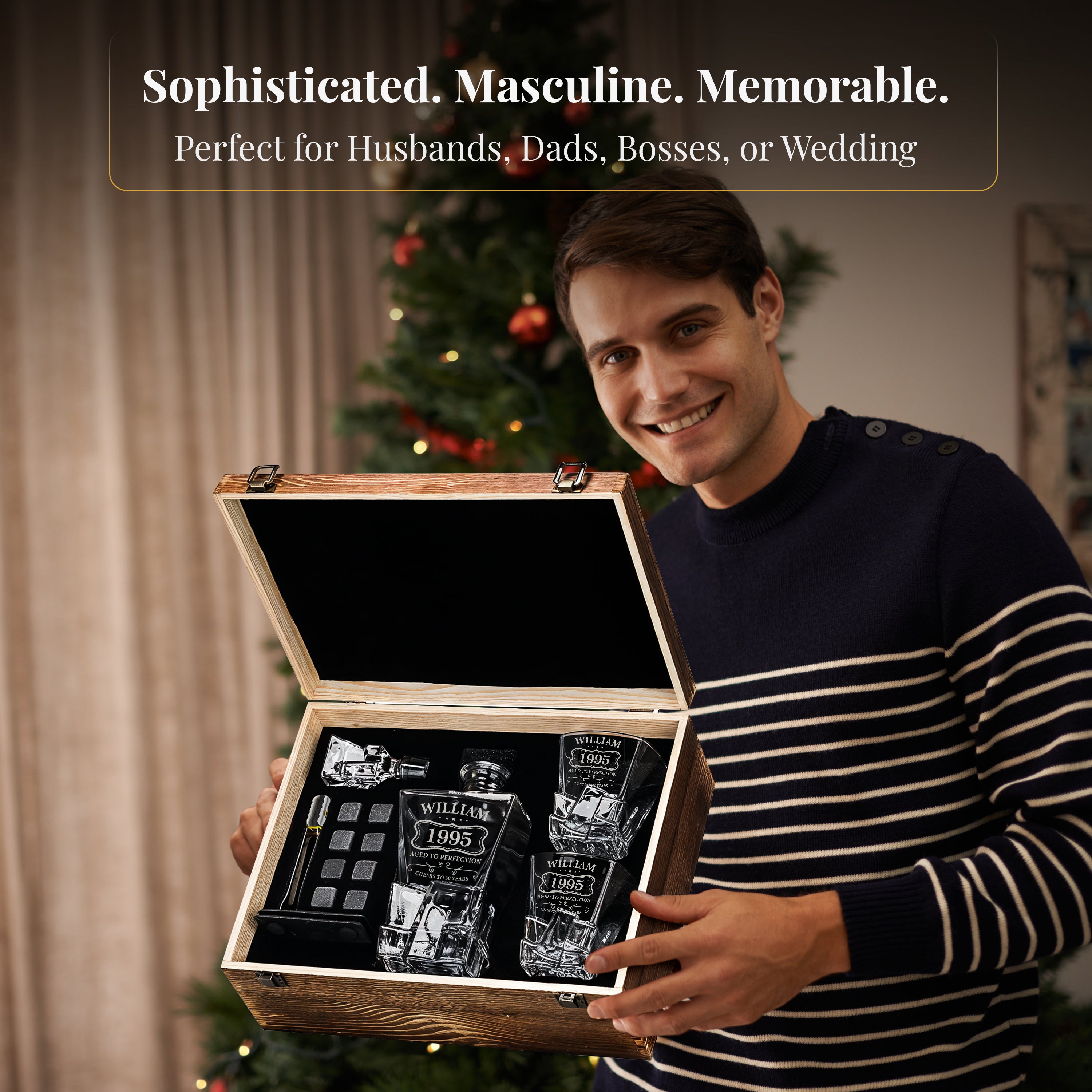 Custom Birthday Year Engraved Decanter Set - Personalized Gift for Men