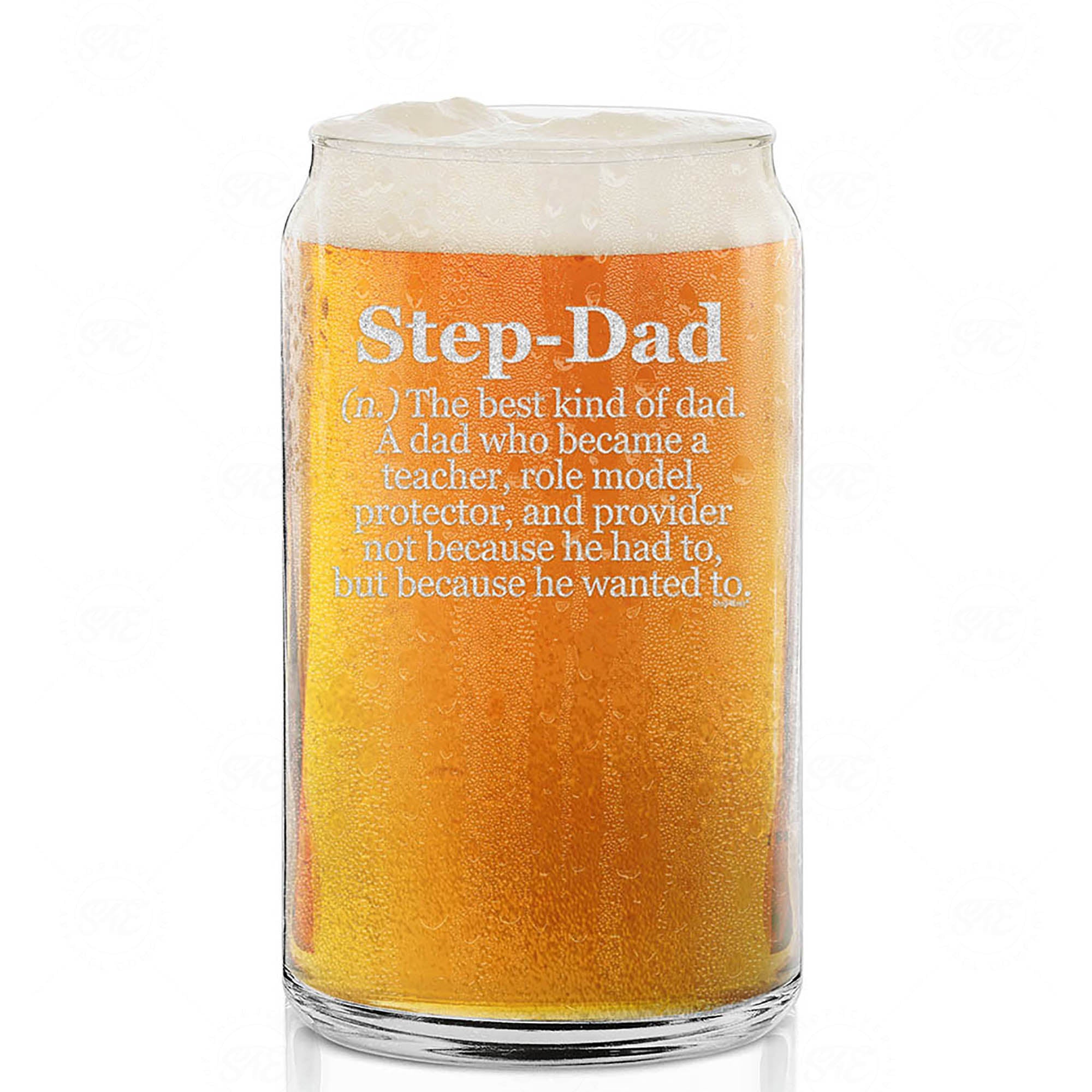 Step-Dad Definition Engraved Beer Can Glass Father's Day Gift for Stepdad Bonus Dad