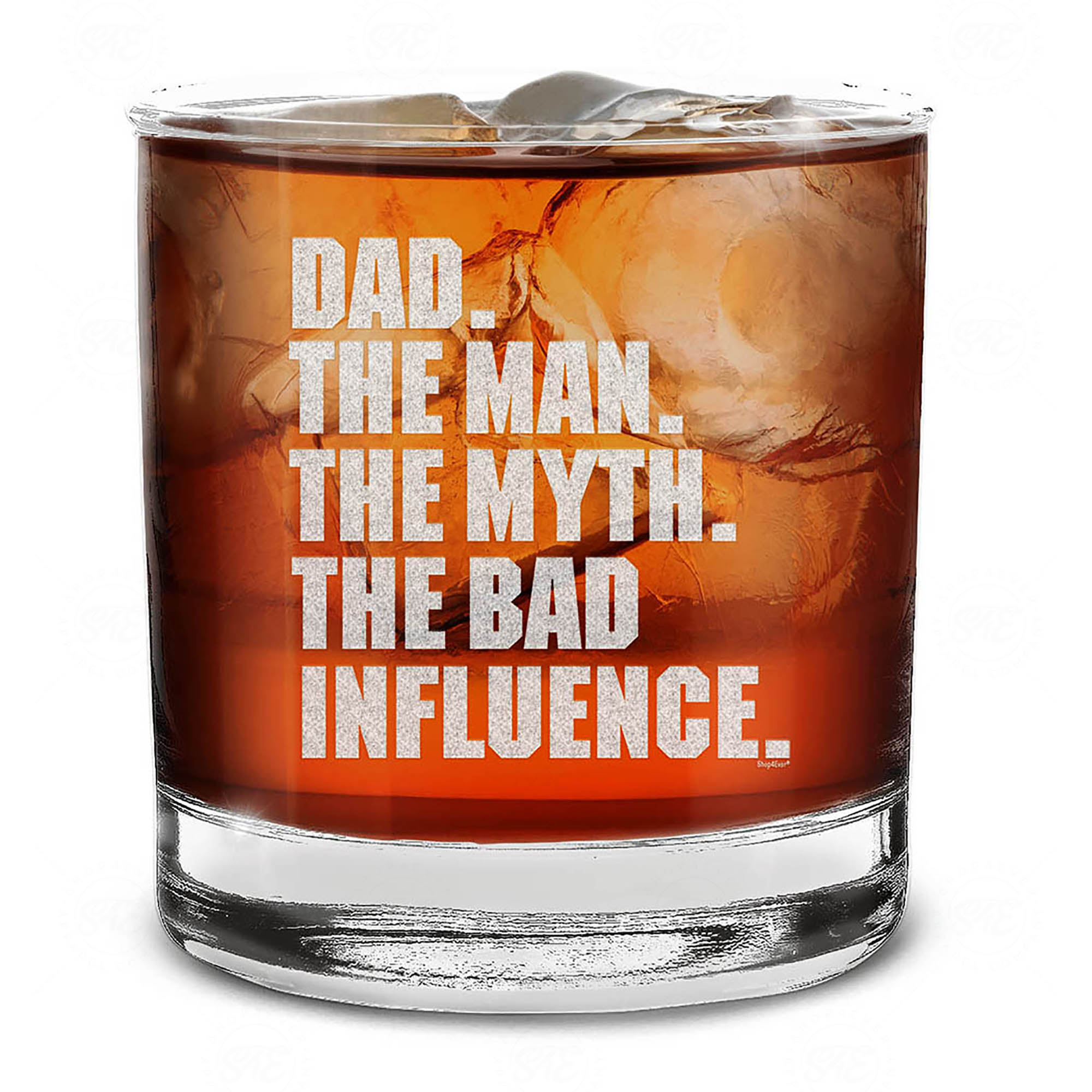 Dad. The Man. The Myth. The Bad Influence. Engraved Whiskey Glass Funny Father's Day Gift Glass For Dad Promoted to Daddy New Dad
