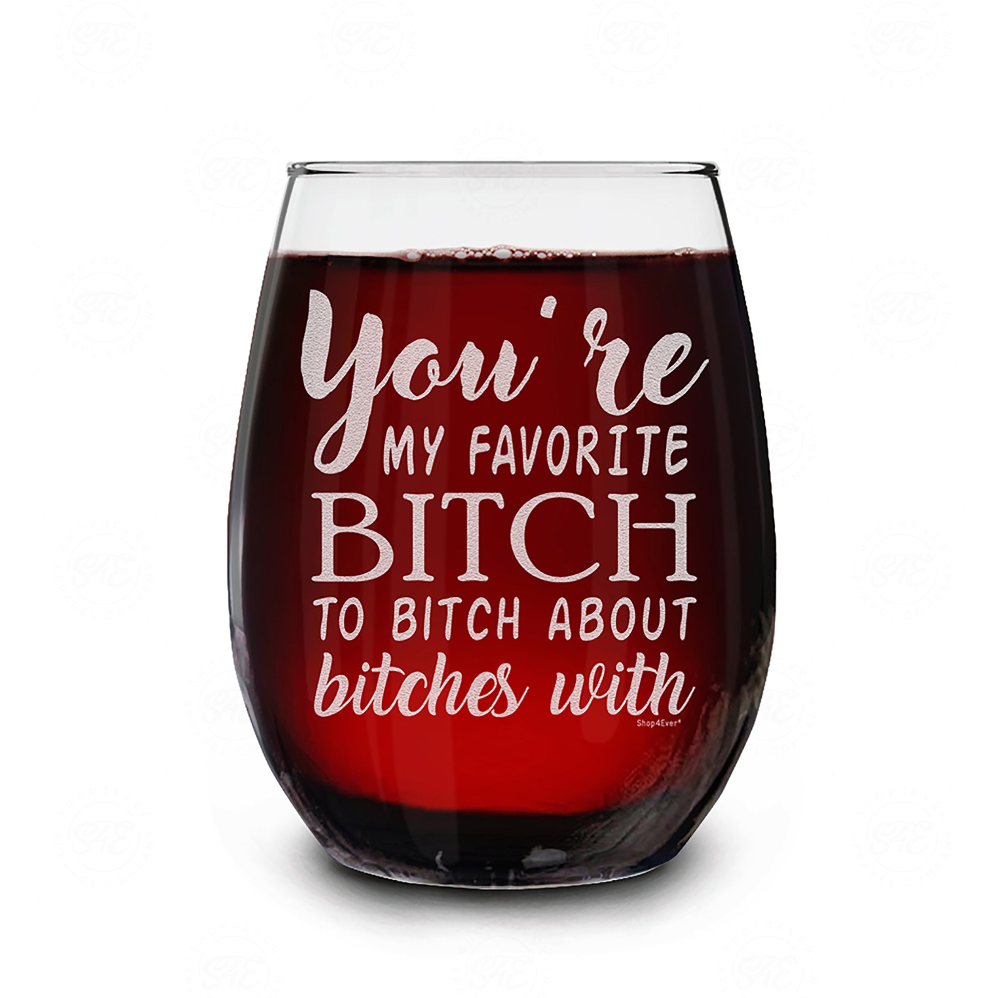 You're My Favorite B Laser Engraved Stemless Wine Glass Funny Wine Glass For Bridesmaid Bestfriend Coworker