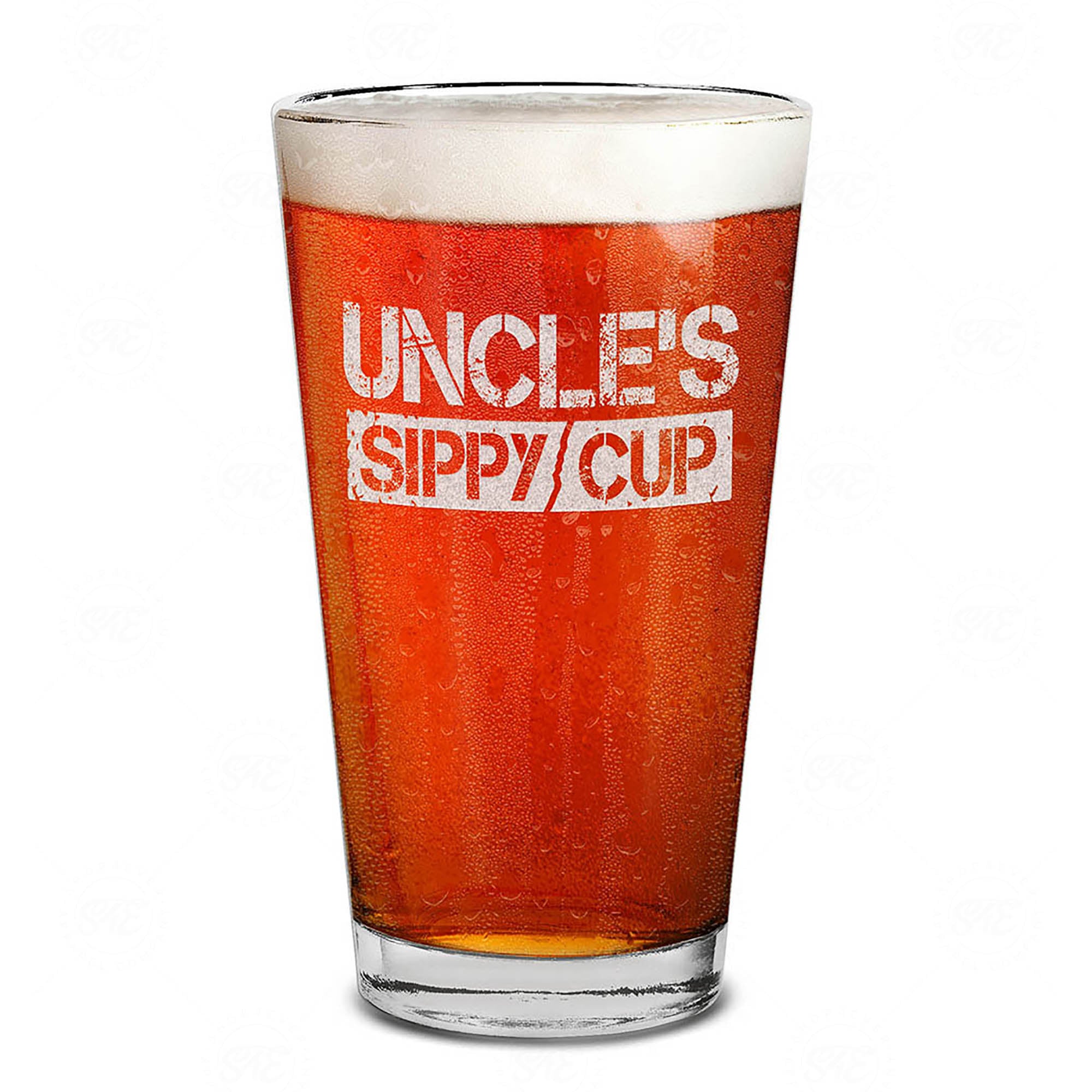 Uncle's Sippy Cup Laser Engraved Beer Pint Glass New Uncle To Be Promoted To Uncle