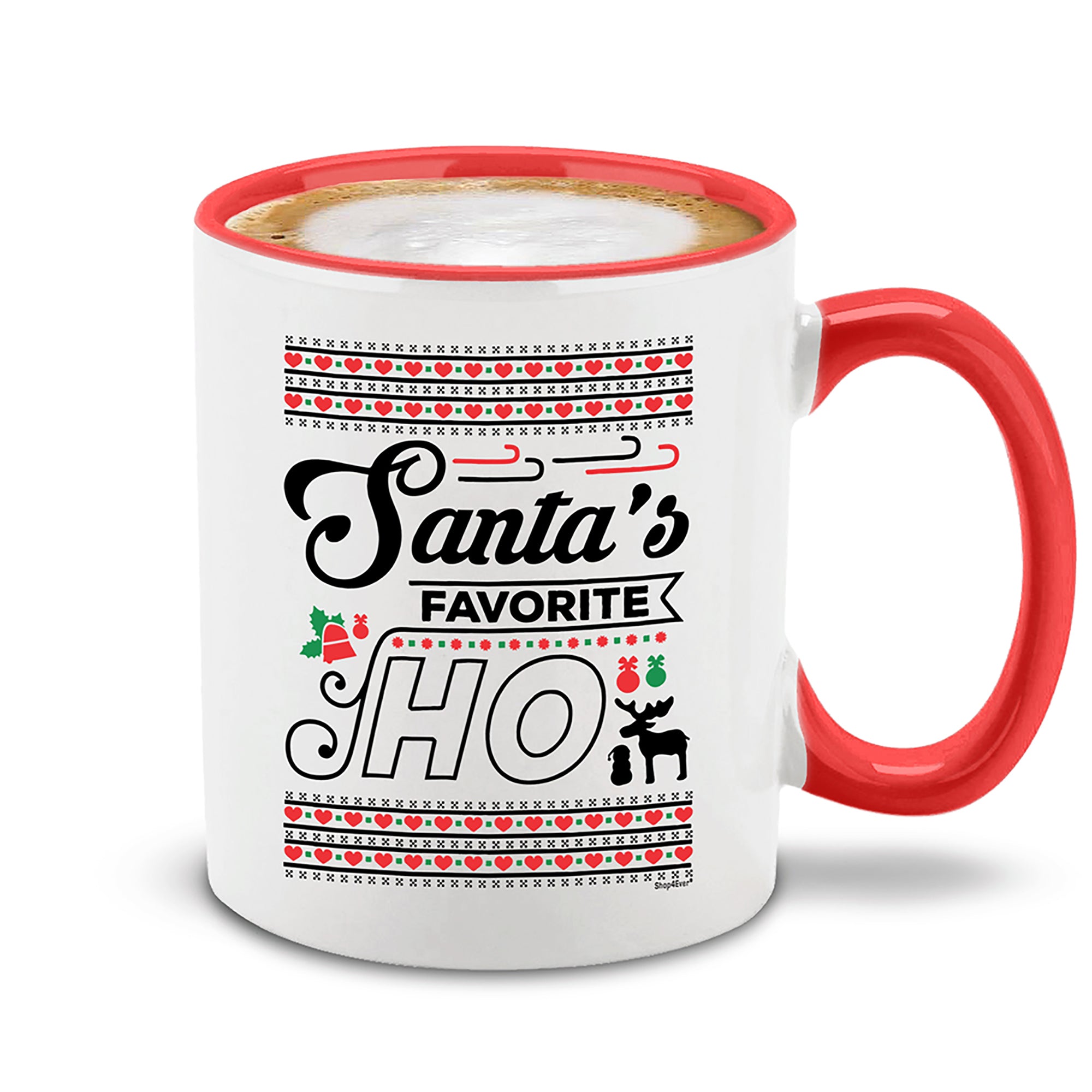 Santa's Favorite Ho Red Handle Ceramic Coffee Mug
