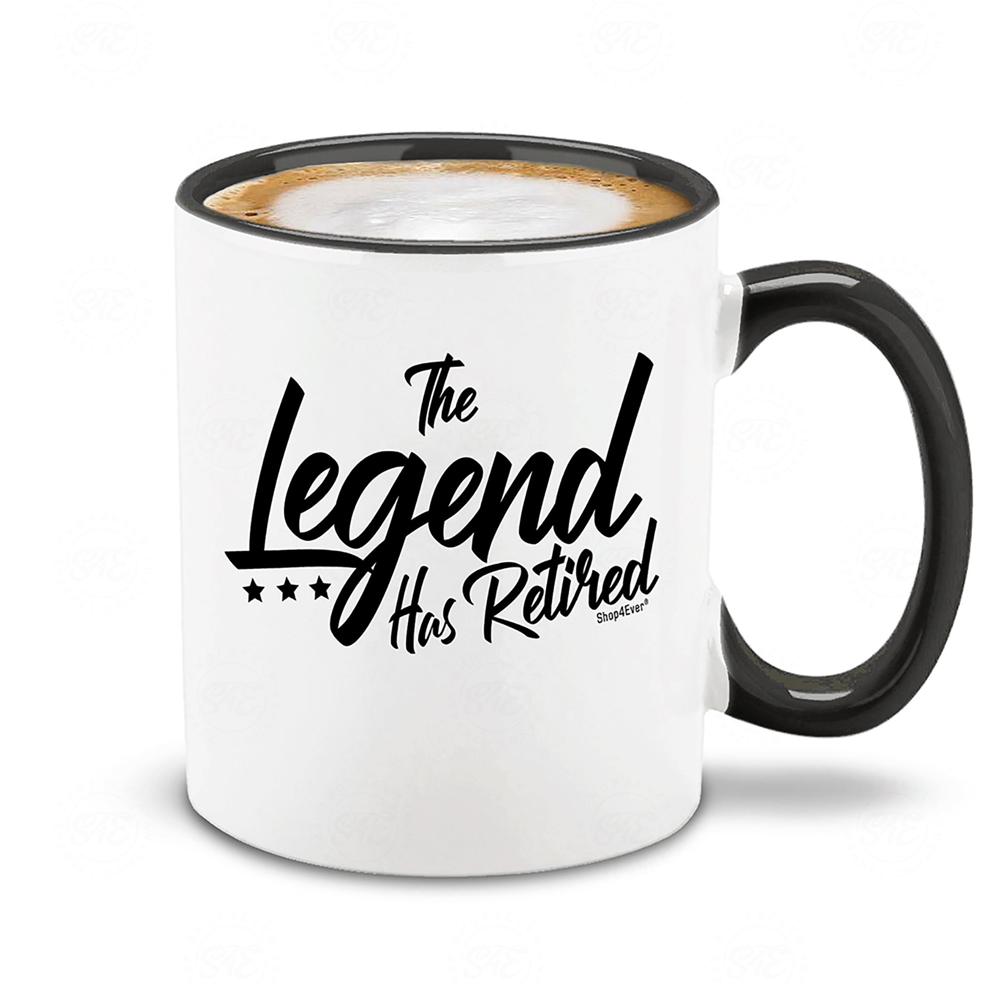 The Legend Has Retired Black Handle Ceramic Coffee Mug Tea Cup Funny Retirement Mug for Men Dad Grandpa Coworker