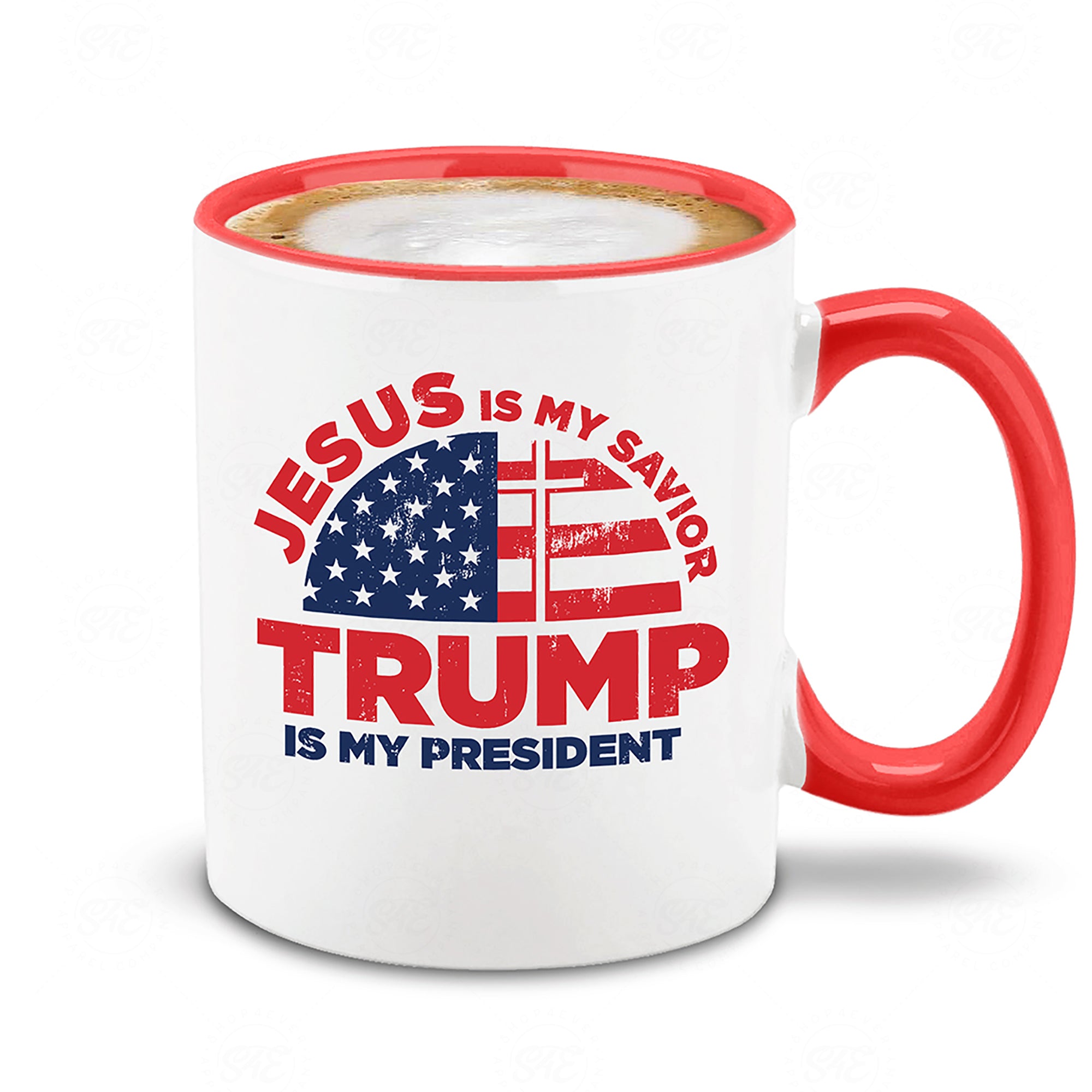 Jesus Is My Savior Trump Is My President Red Handle Ceramic Coffee Mug Tea Cup Donald Trump Mug