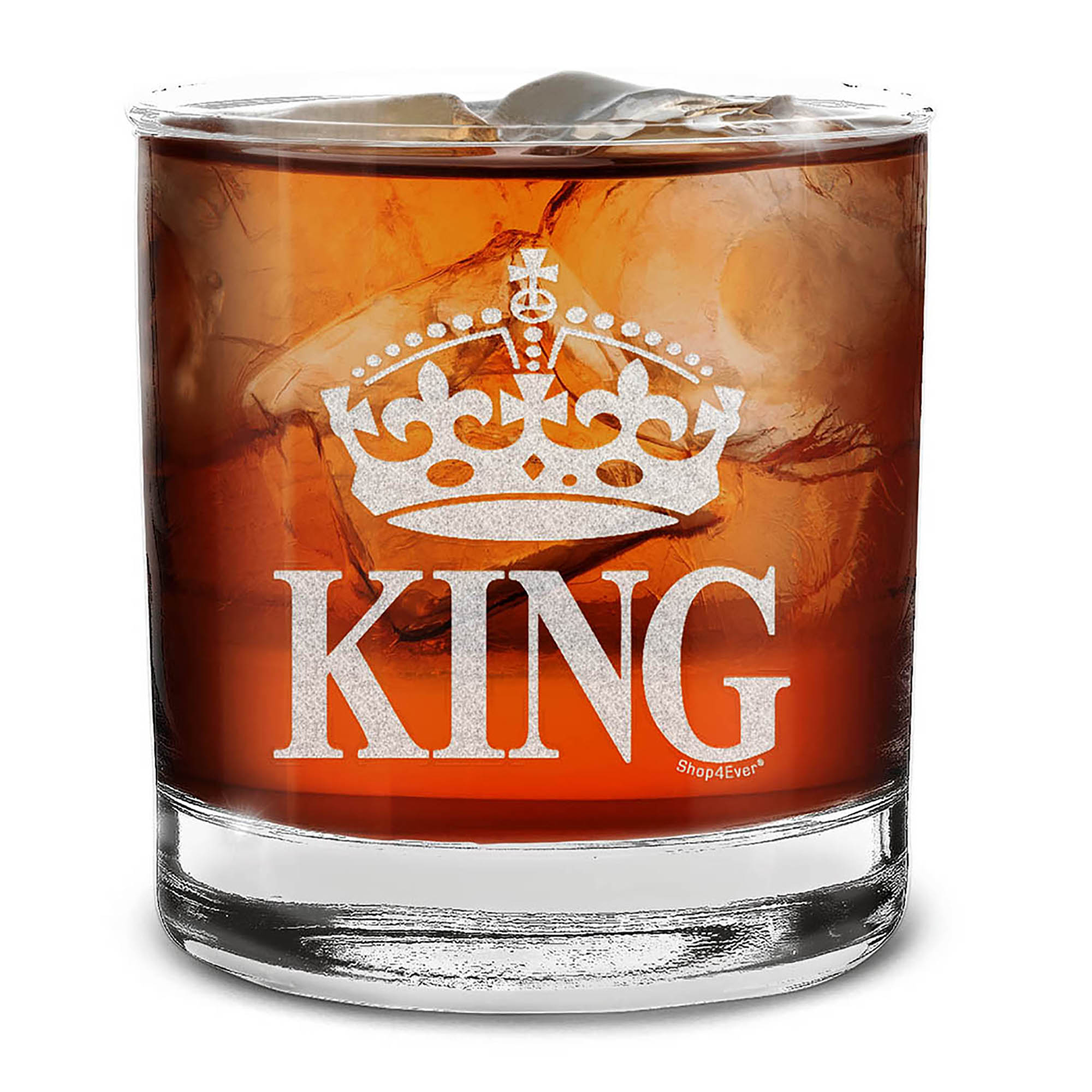 Crown King Engraved Whiskey Glass For Husband Boyfriend Dad