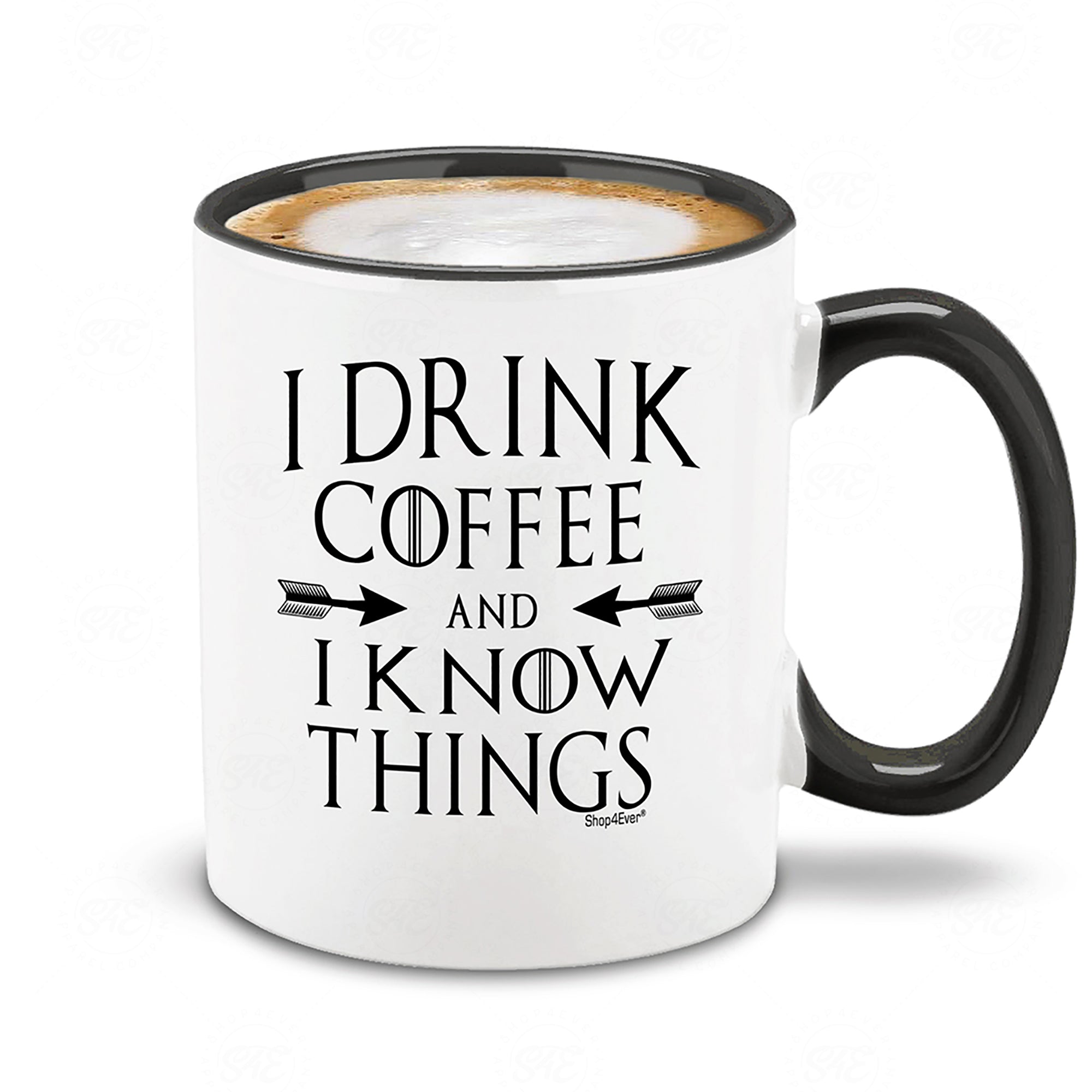 I Drink Coffee And I Know Things Black Handle Ceramic Coffee Mug Tea Cup