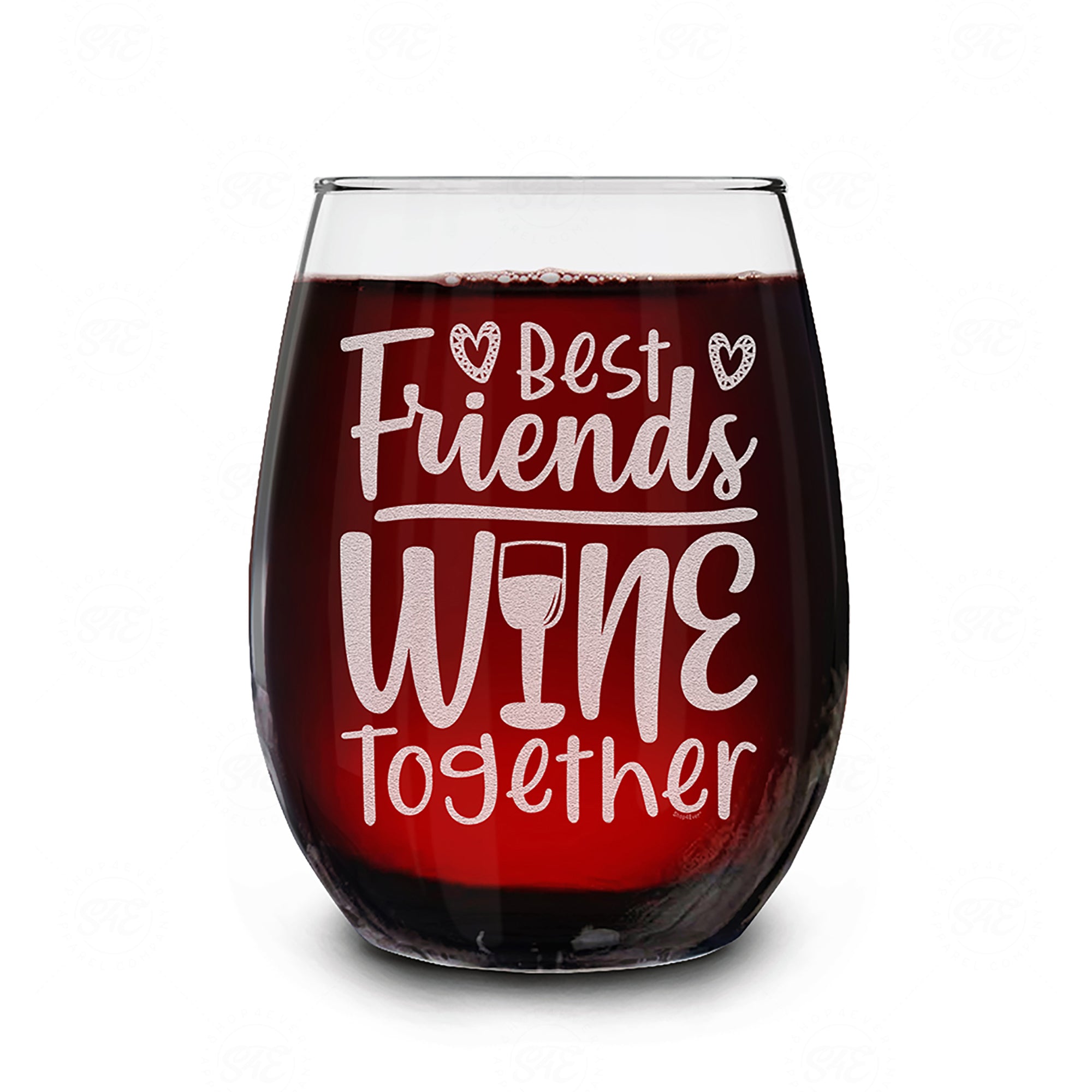 Best Friends Wine Together Laser Engraved Stemless Wine Glass Gift for Bff Bridesmaids Sister