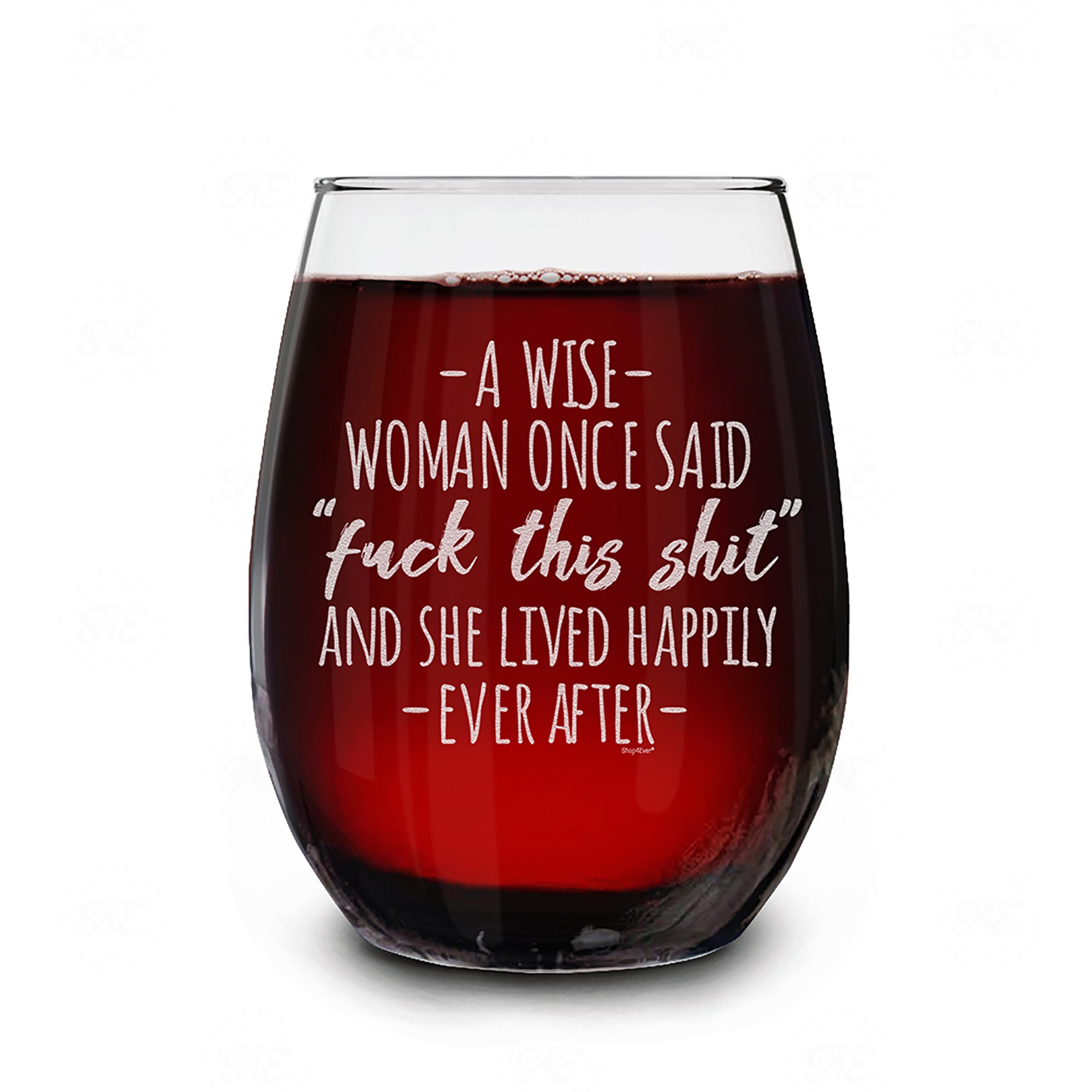 A Wise Woman Once Said And She Lived Happily Ever After Engraved Stemless Wine Glass Funny Divorce Retirement Feminist Gift