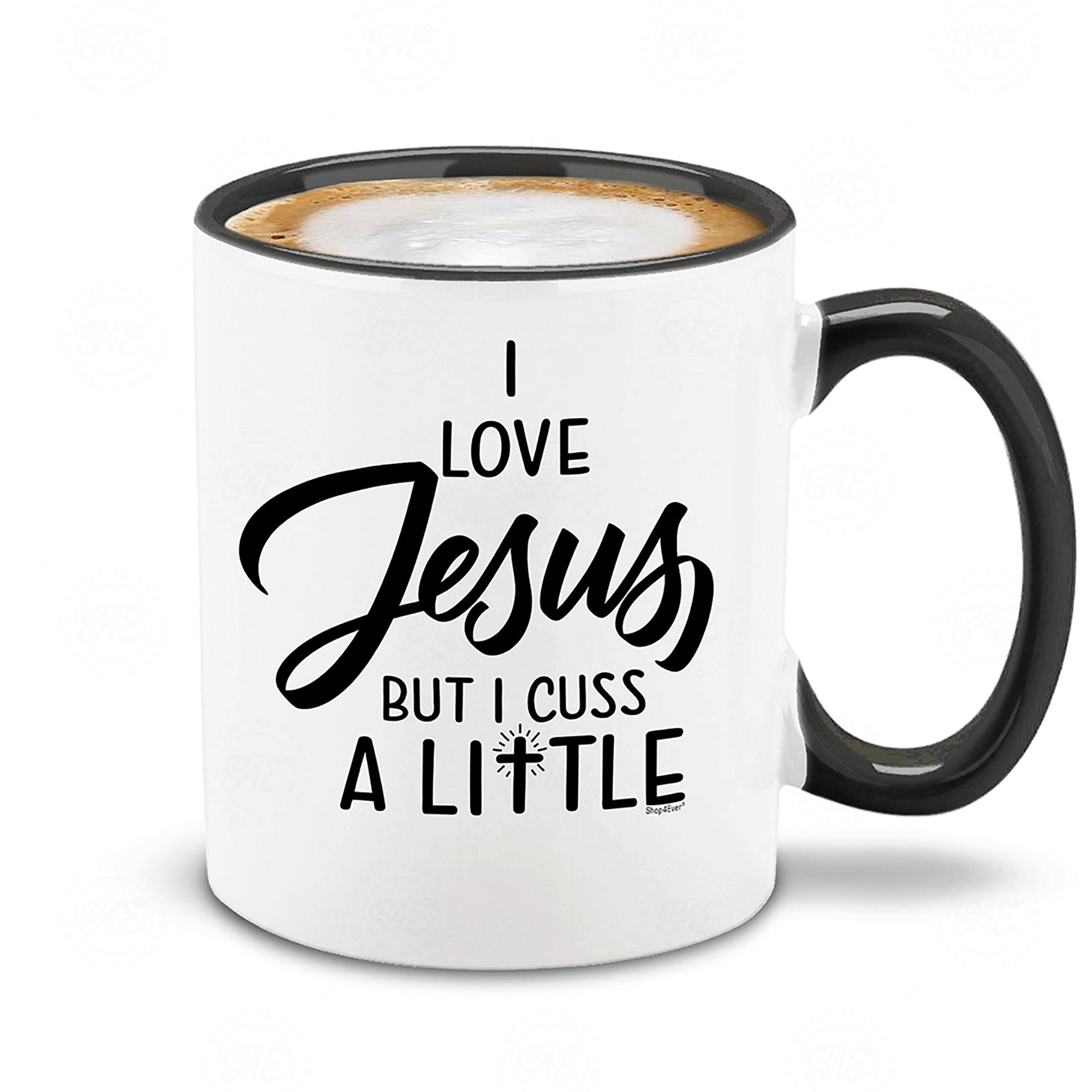 Funny Jesus Coffee Mug I Love Jesus But I Cuss A Little Black Handle Ceramic Coffee Mug Tea Cup