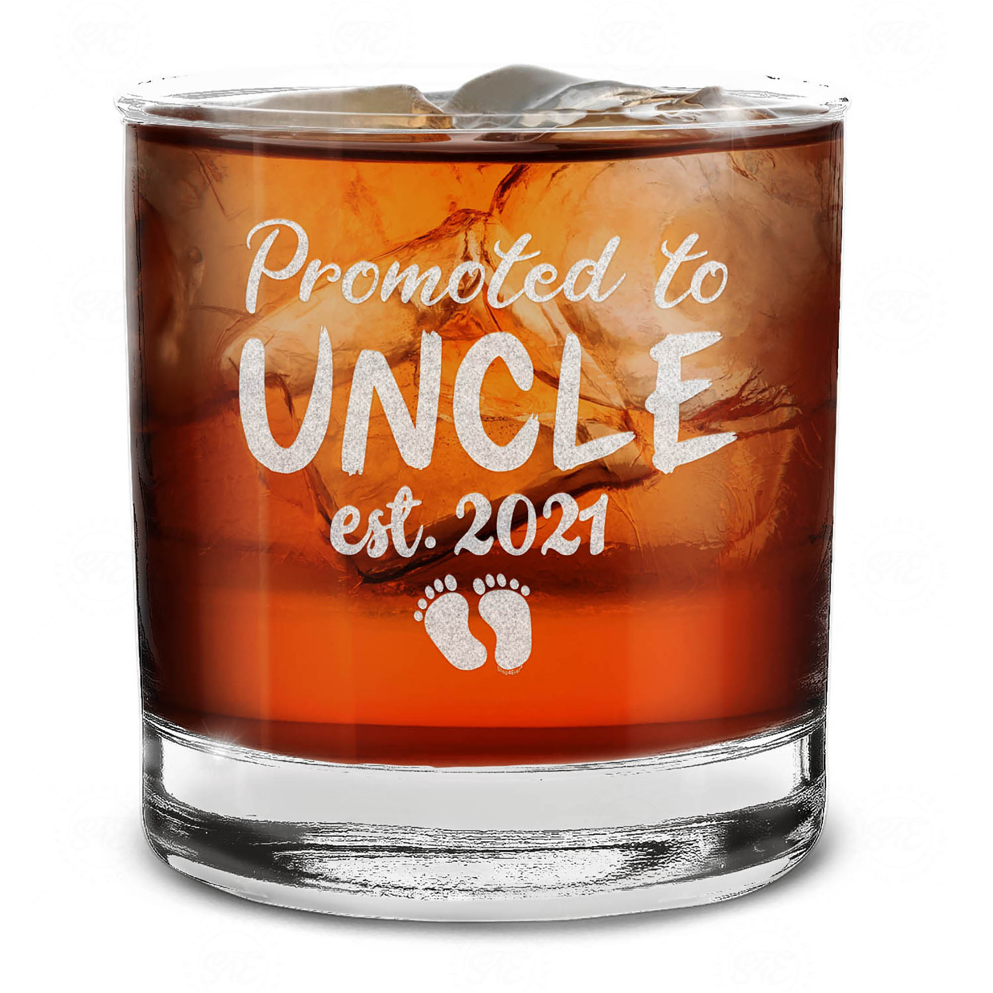 Promoted To Uncle Est 2021 Engraved Whiskey Glass