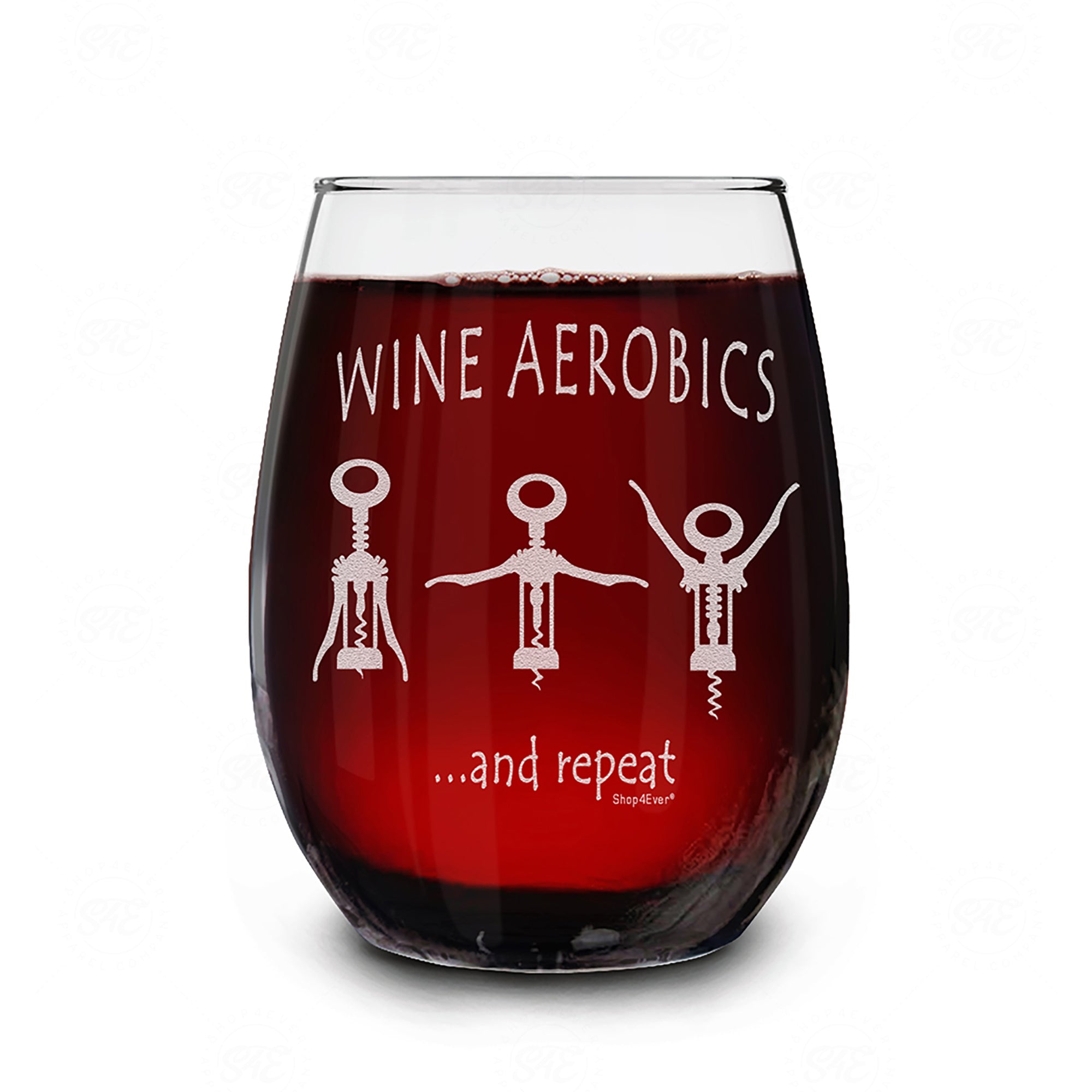 Funny Wine Glass Wine Aerobics Corkscrew Laser Engraved Stemless Wine Glass