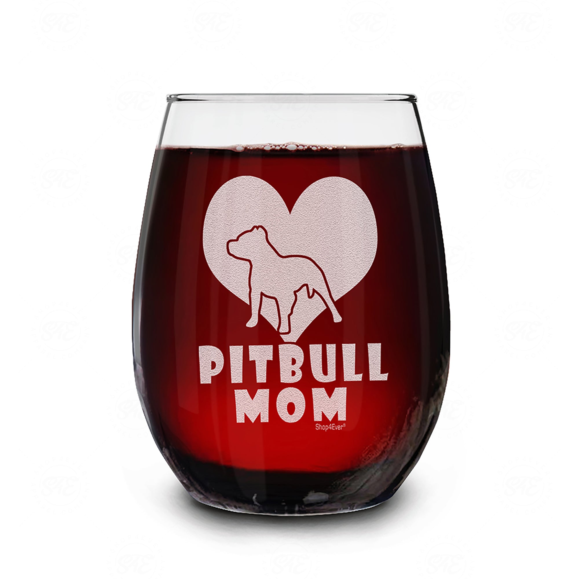 Pitbull Mom Laser Engraved Stemless Wine Glass Pitbull Mama Pittie Dog Mom Glass