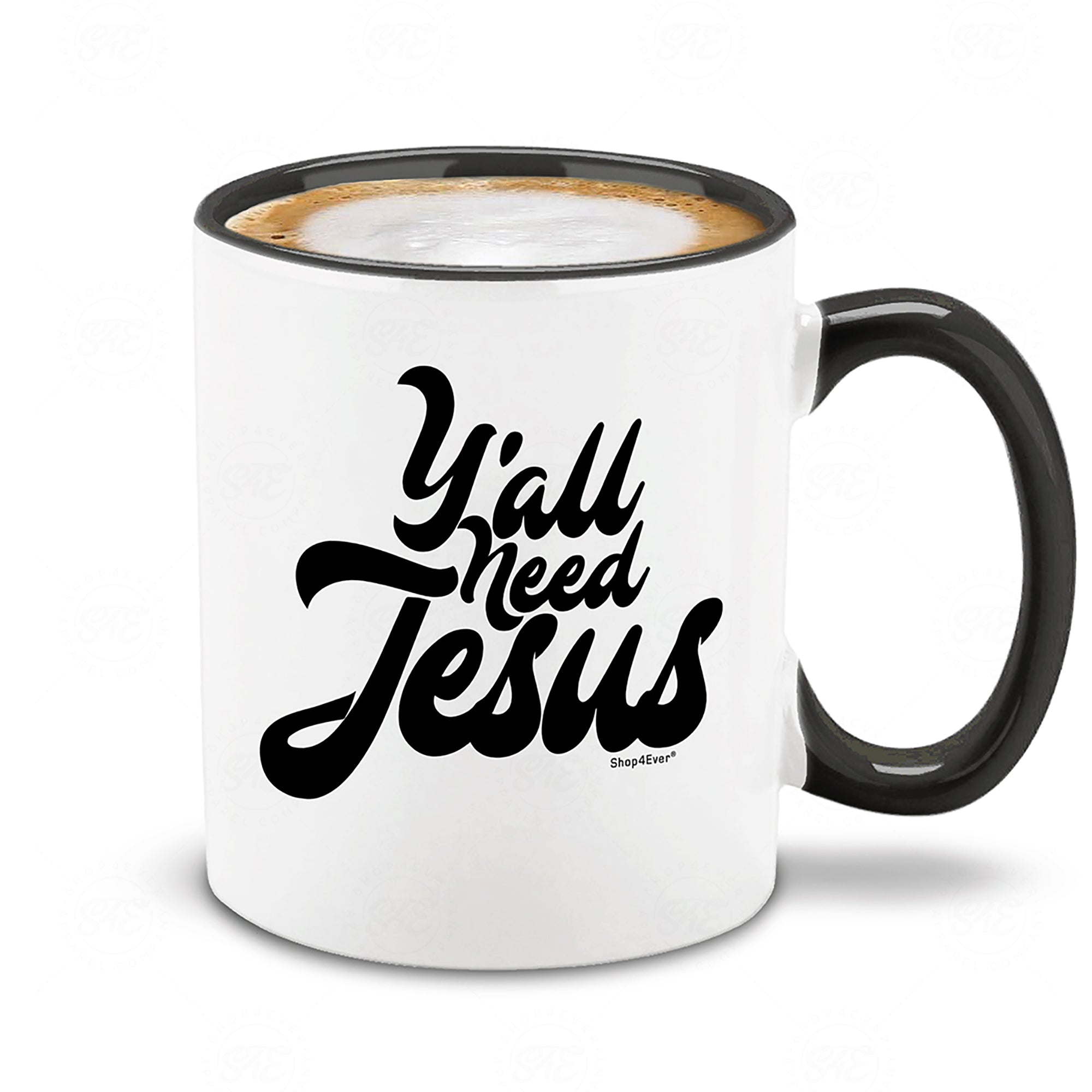 Ya'll Need Jesus Black Handle Ceramic Coffee Mug Tea Cup