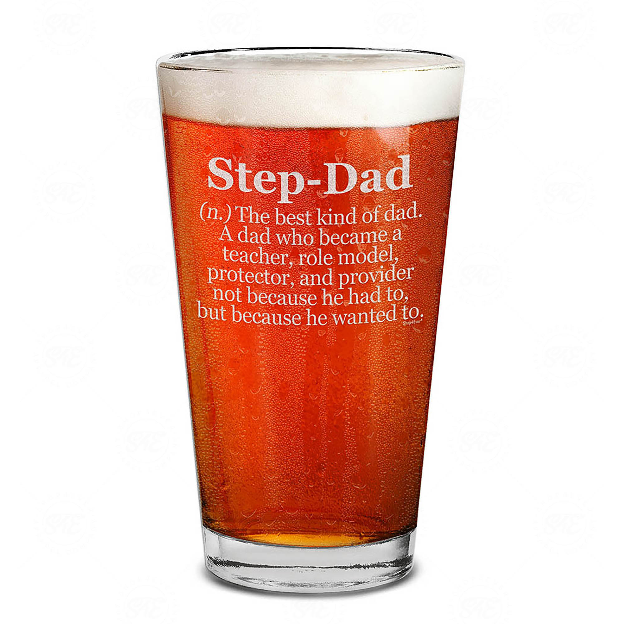 Step-Dad Definition Engraved Beer Pint Glass for Stepdad Bonus Dad