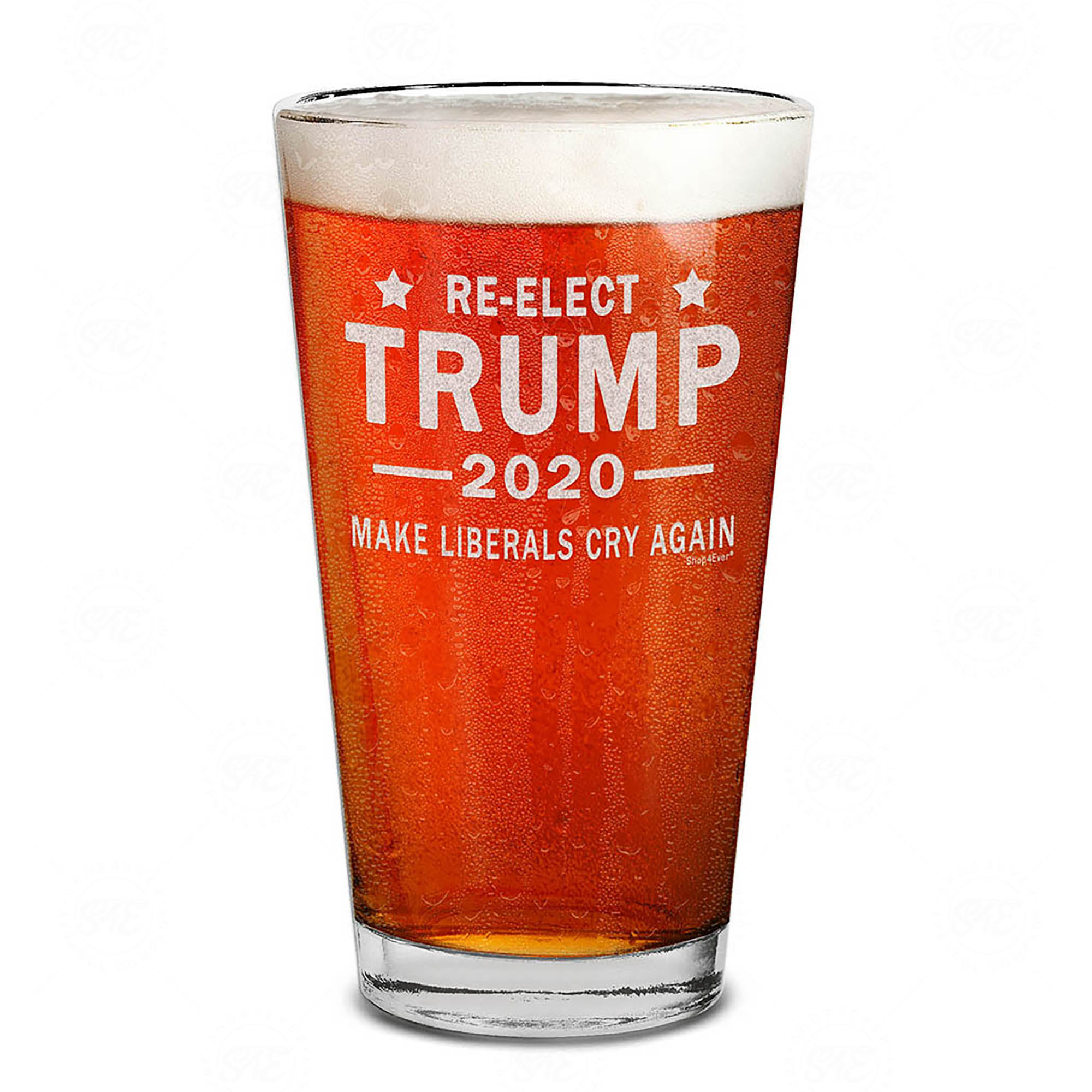 Re-elect Trump 2020 Make Liberals Cry Again Laser Engraved Beer Pint Glass