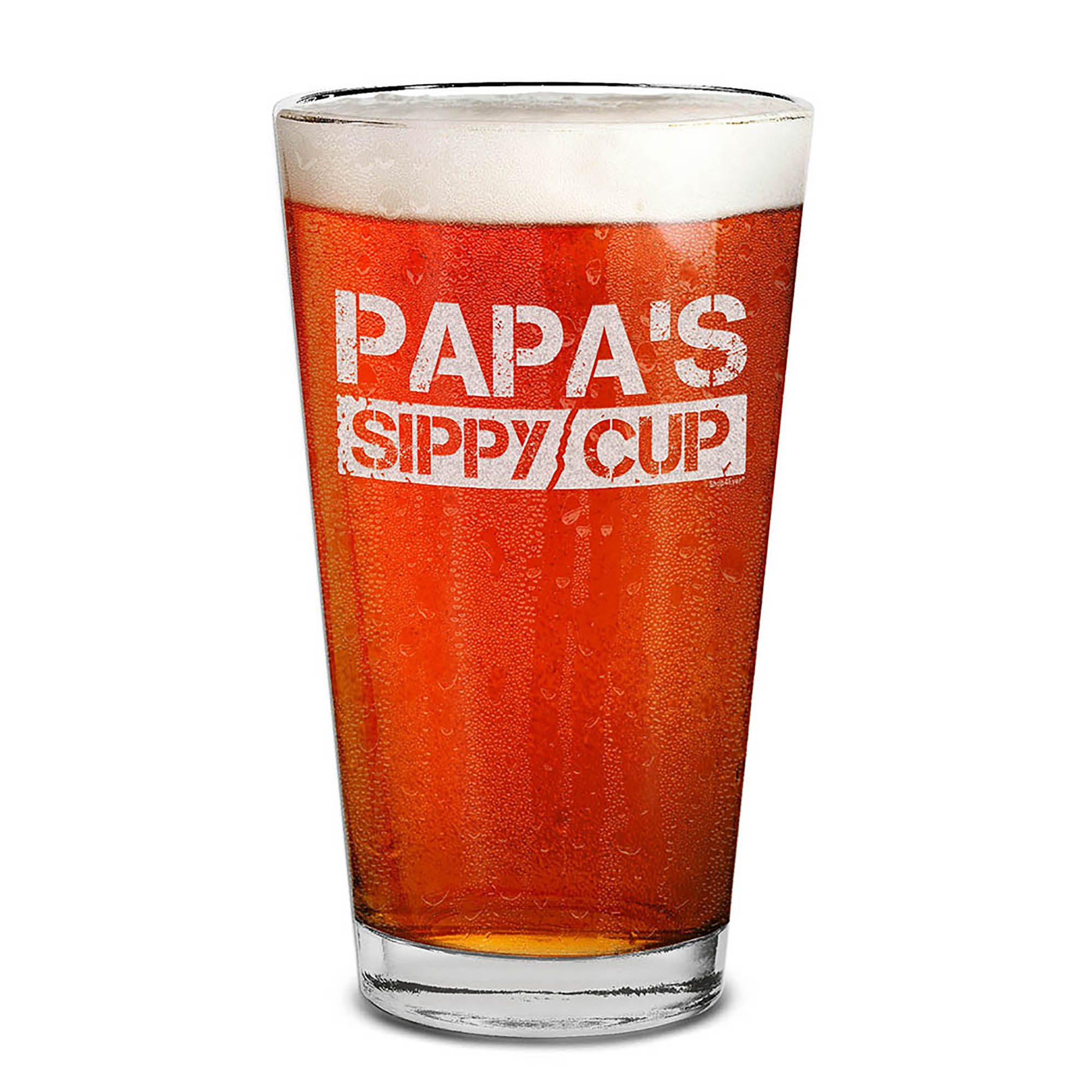 Papa's Sippy Cup Engraved Beer Pint Glass Pregnancy Announcement Gift for Grandpa Dad Glass