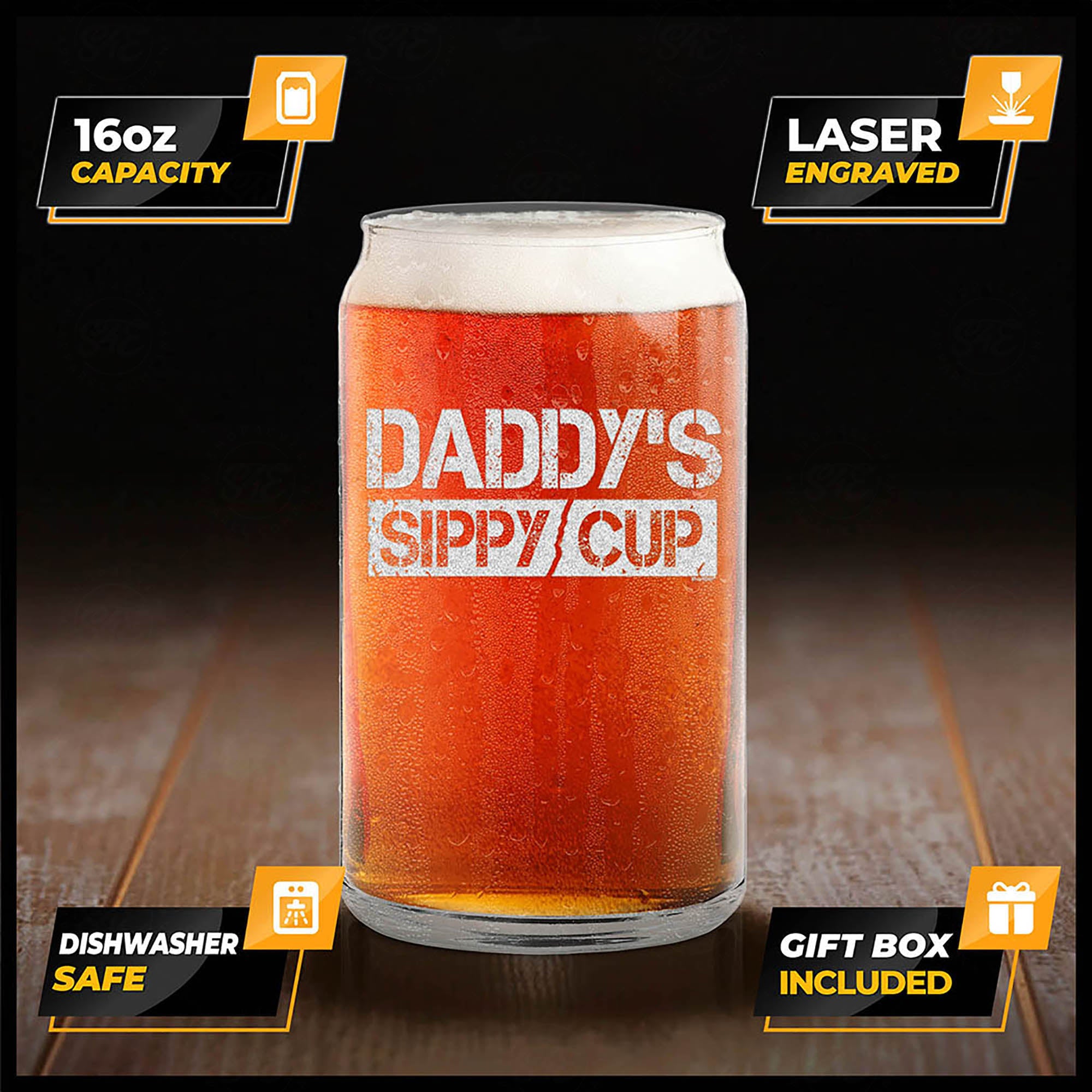 Daddy's Sippy Cup Engraved Beer Can Glass Gift For New Daddy To Be