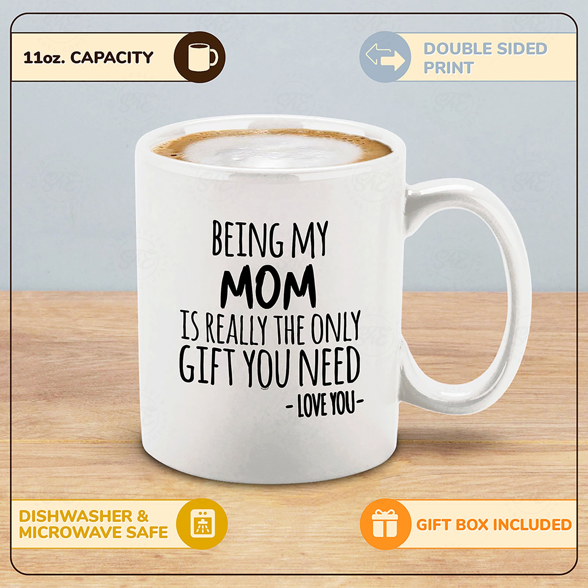 Funny Mom Coffee Mug from Daughter Son Being My Mom Is Really The Only Gift You Need Ceramic Coffee Mug (Mom)