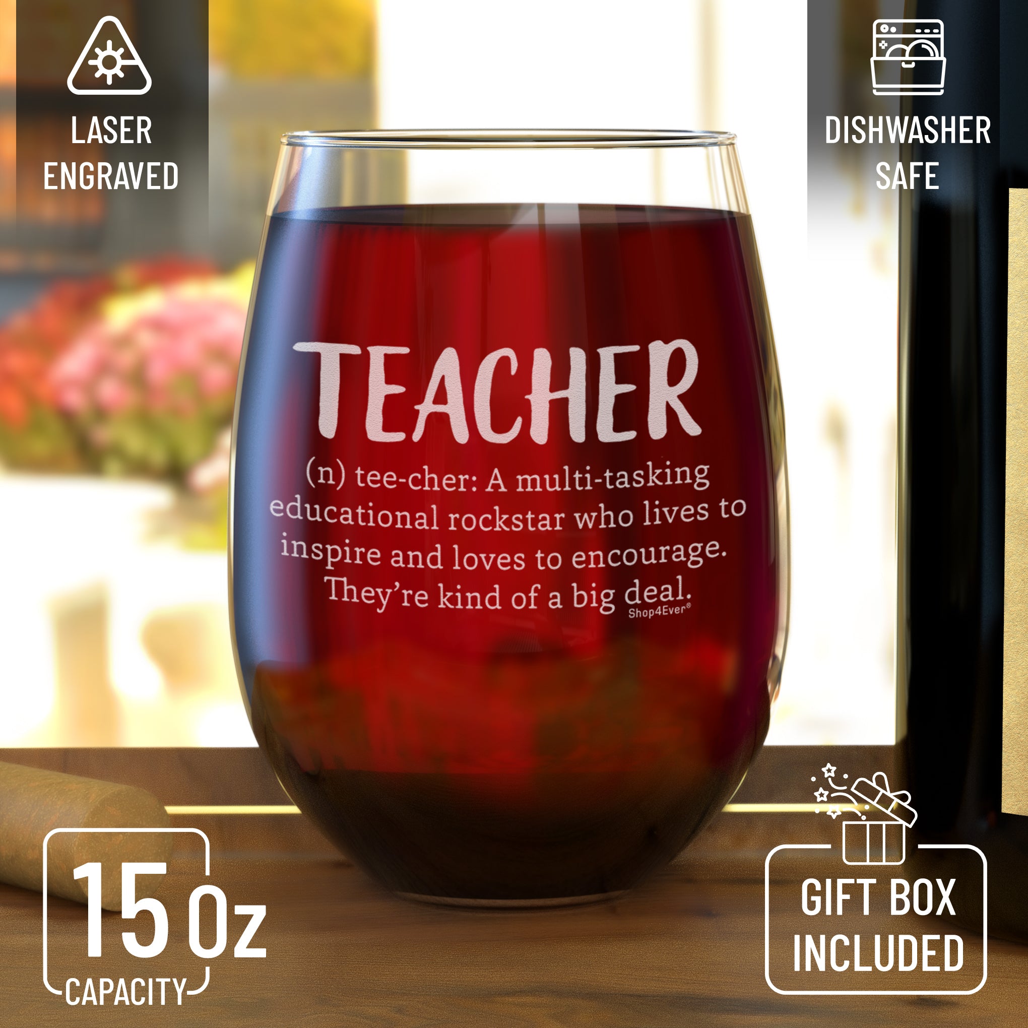 eacher Definition Laser Engraved Stemless Wine Glass Virtual Teacher Appreciation Gift