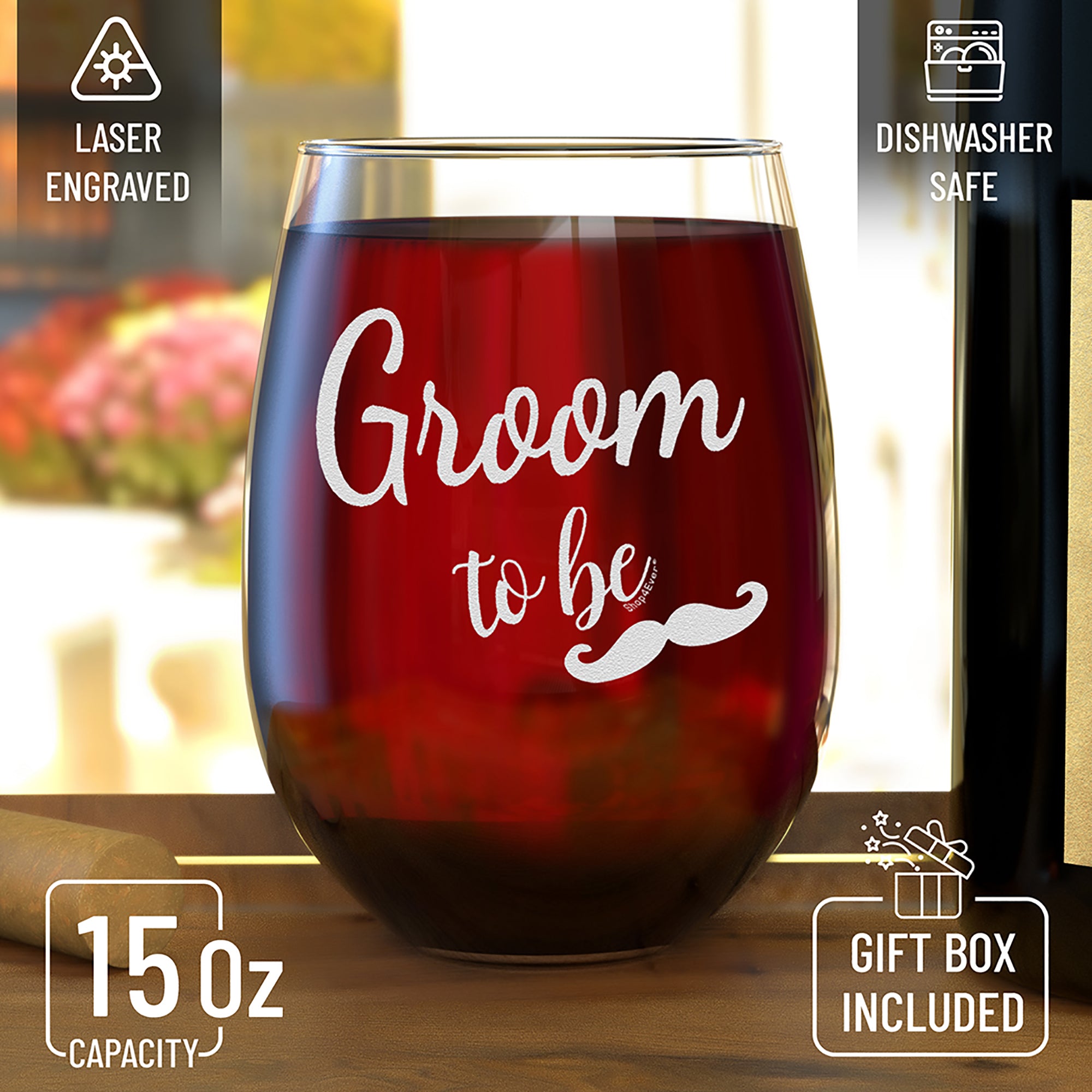 Groom To Be Laser Engraved Stemless Wine Glass