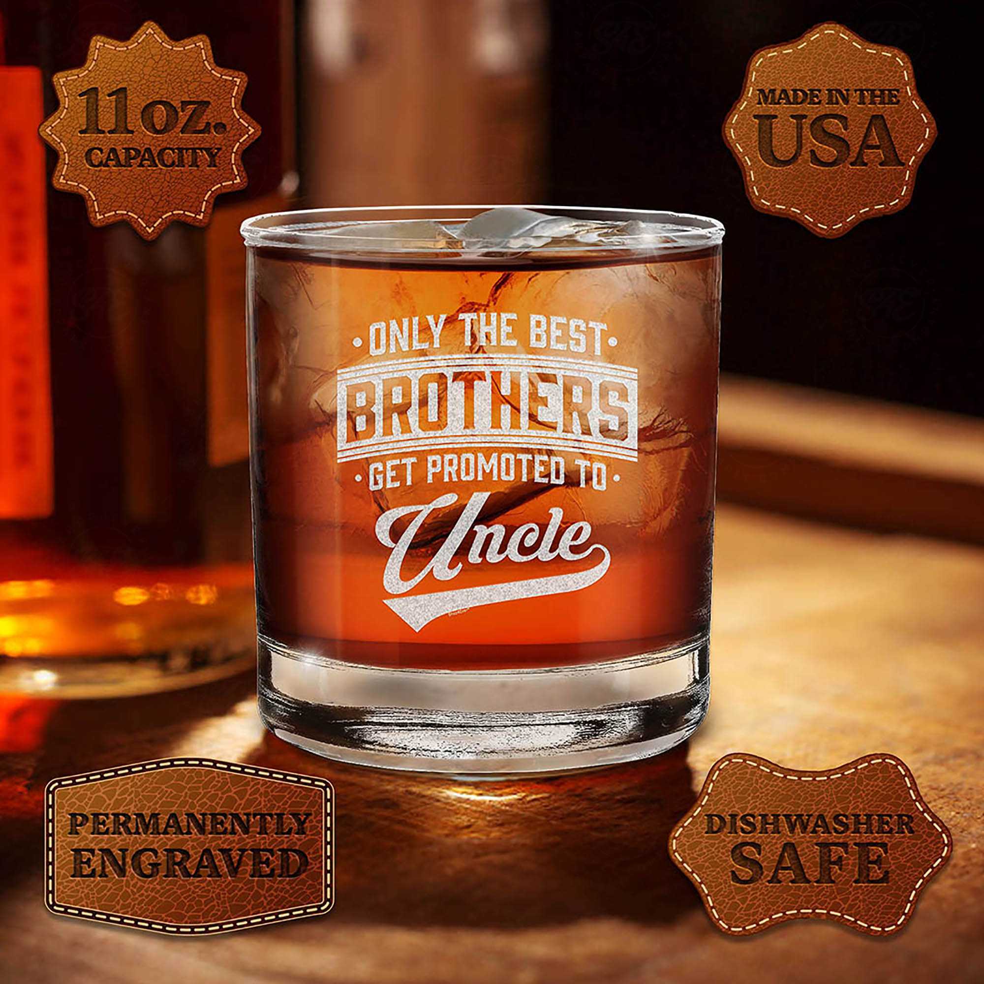 Only The Best Brothers Get Promoted To Uncle Pregnancy Announcement Engraved Whiskey Glass