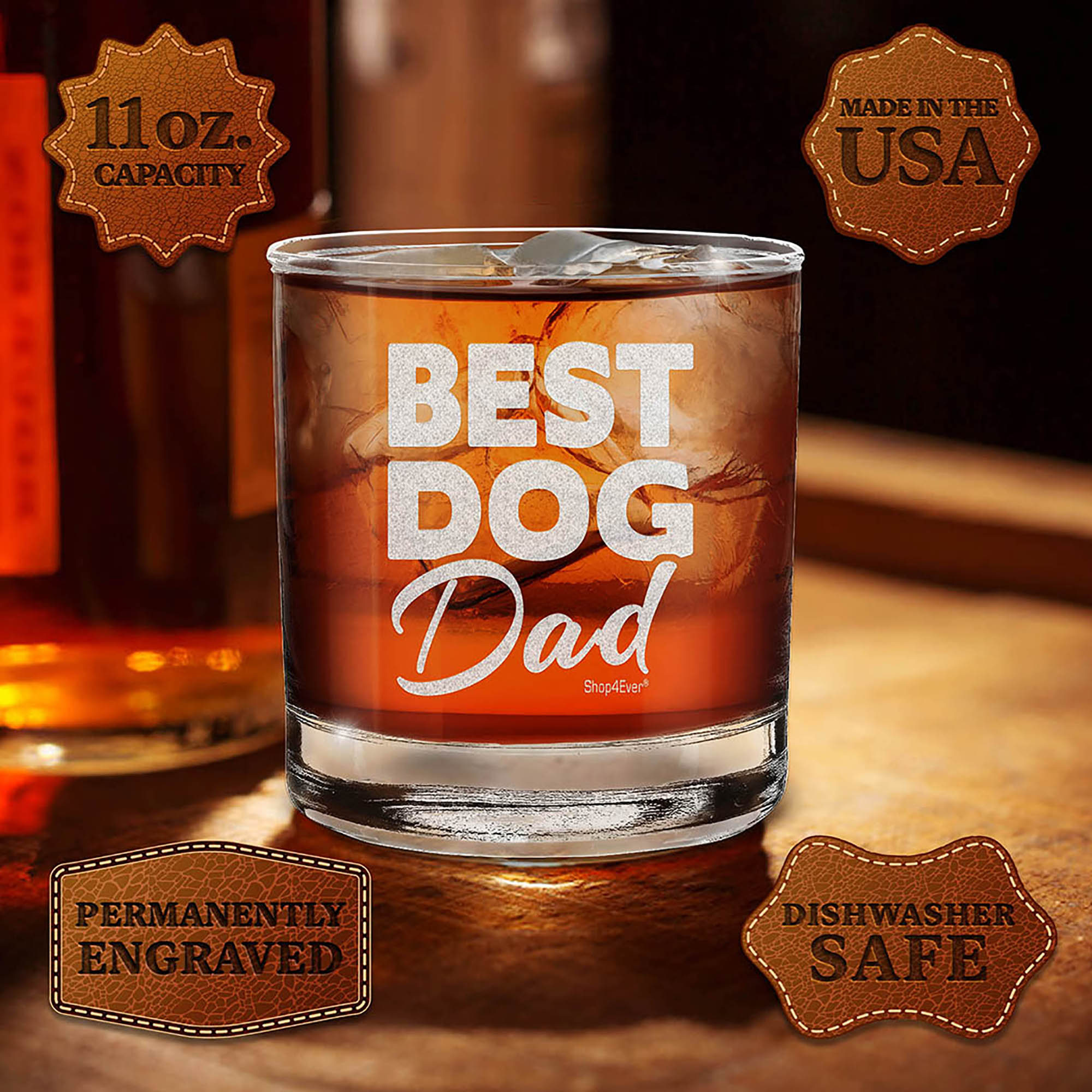 Best Dog Dad Engraved Whiskey Glass Dog Dad Gift