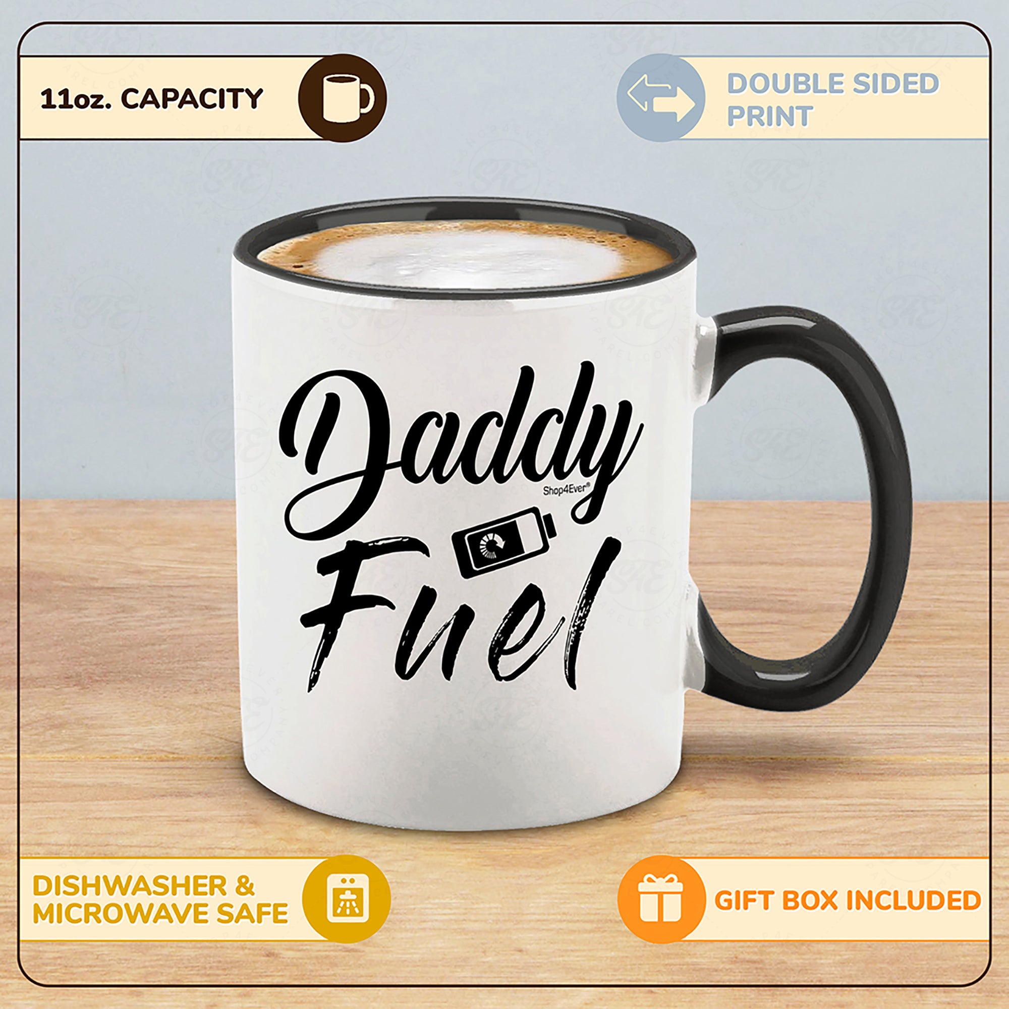 Daddy Fuel Black Handle Ceramic Coffee Mug Tea Cup Funny Mug For New Dad