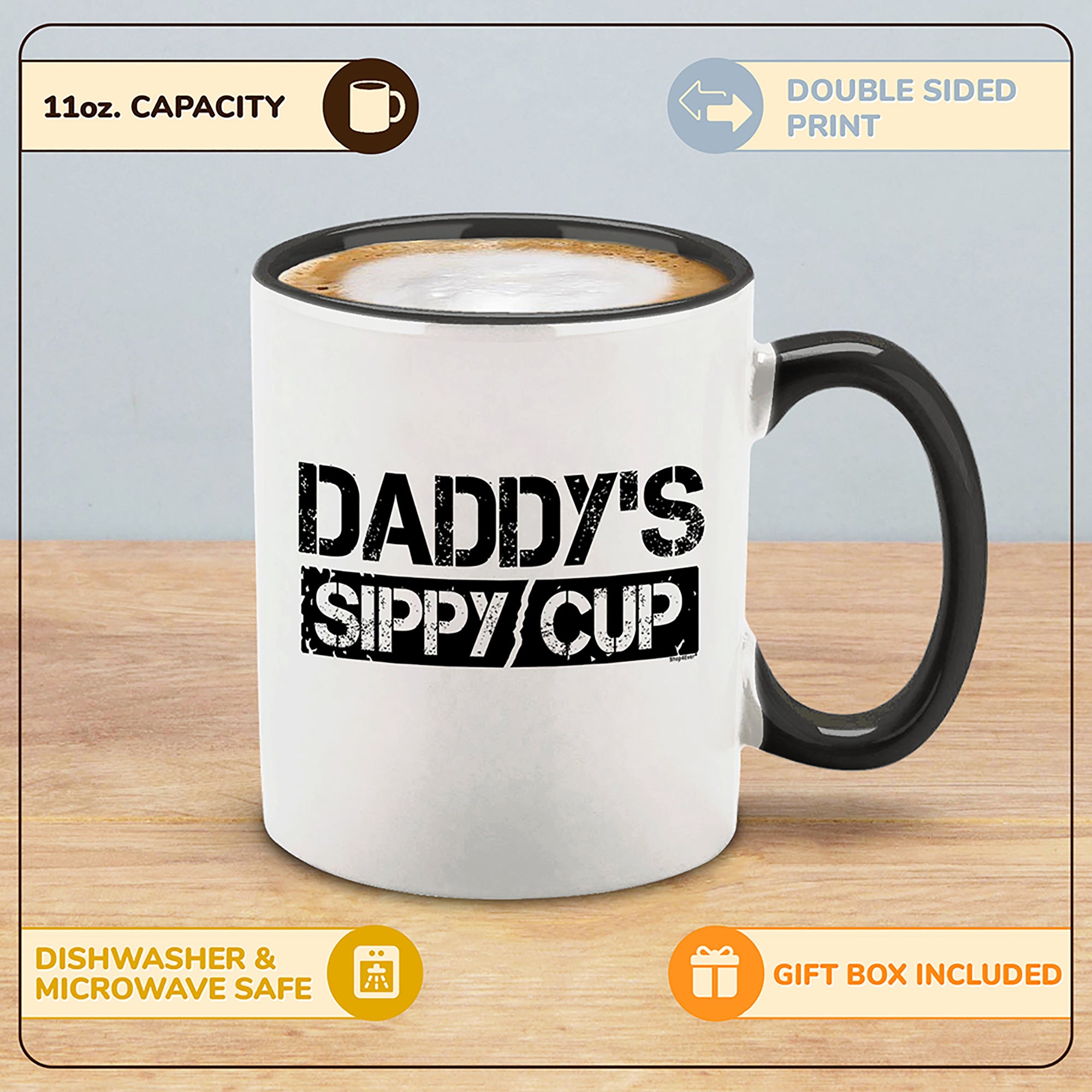 Funny New Dad Coffee Mug Daddy's Sippy Cup Black Handle Ceramic Coffee Mug Tea Cup