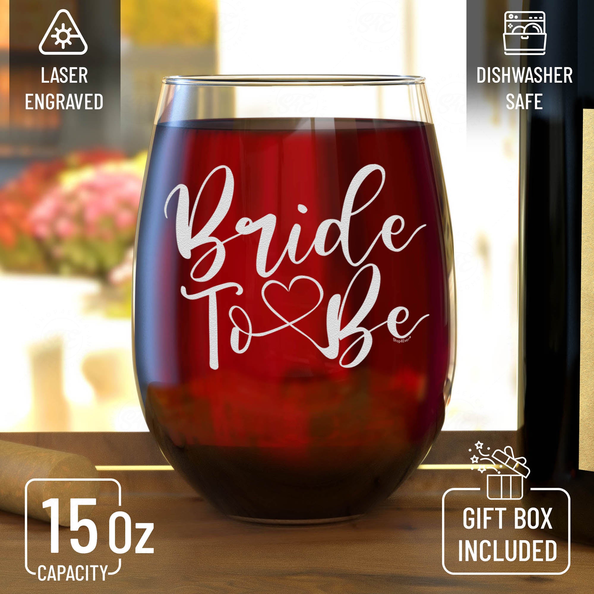 Bride To Be Laser Engraved Stemless Wine Glass Engagement Bachelorette Party Gift for Bride Just Engaged