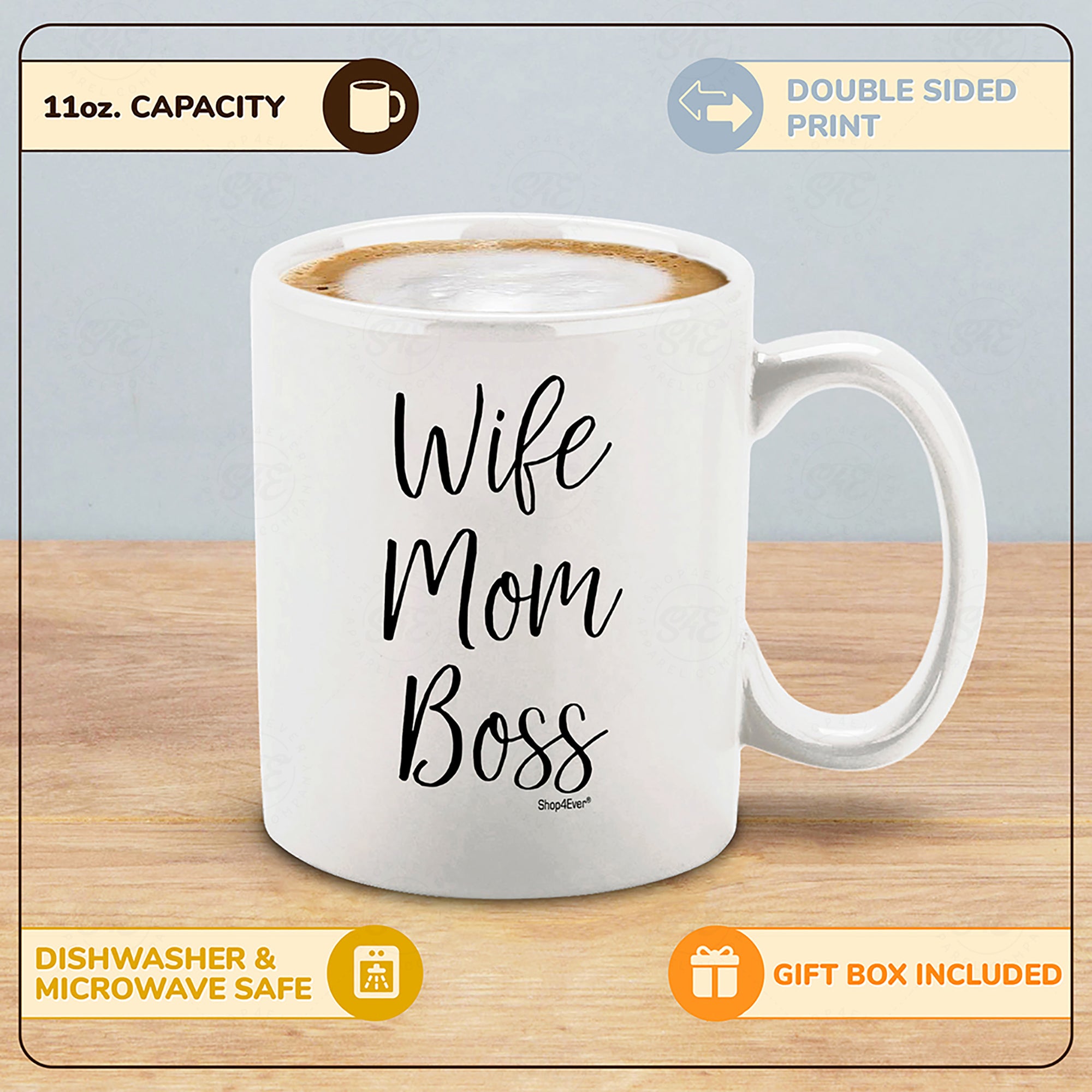 Wife Mom Boss Ceramic Coffee Mug