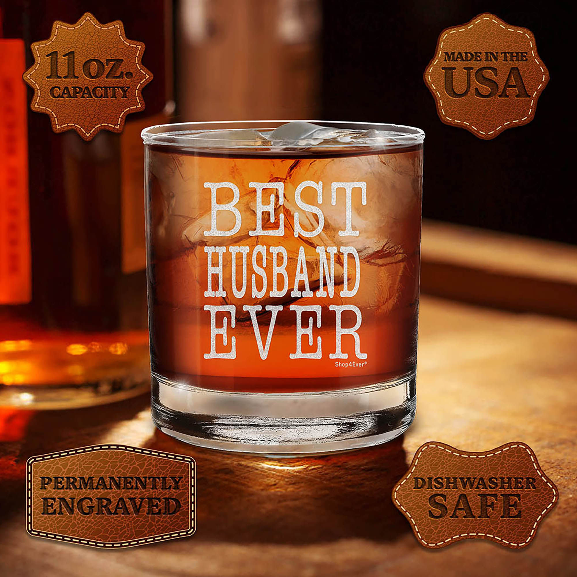 Best Husband Ever Engraved Whiskey Glass Gift for Husband Hubby