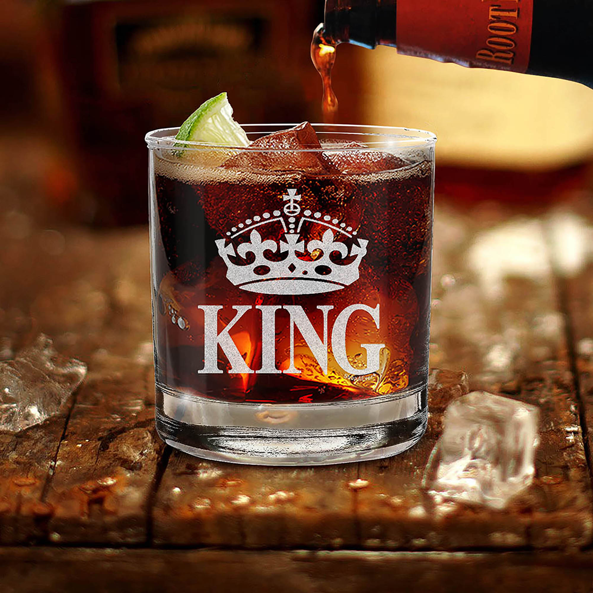Crown King Engraved Whiskey Glass For Husband Boyfriend Dad
