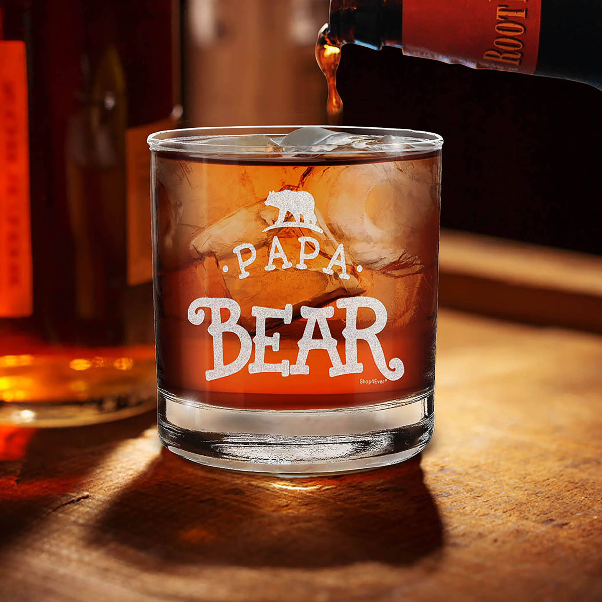 Papa Bear Engraved Whiskey Glass