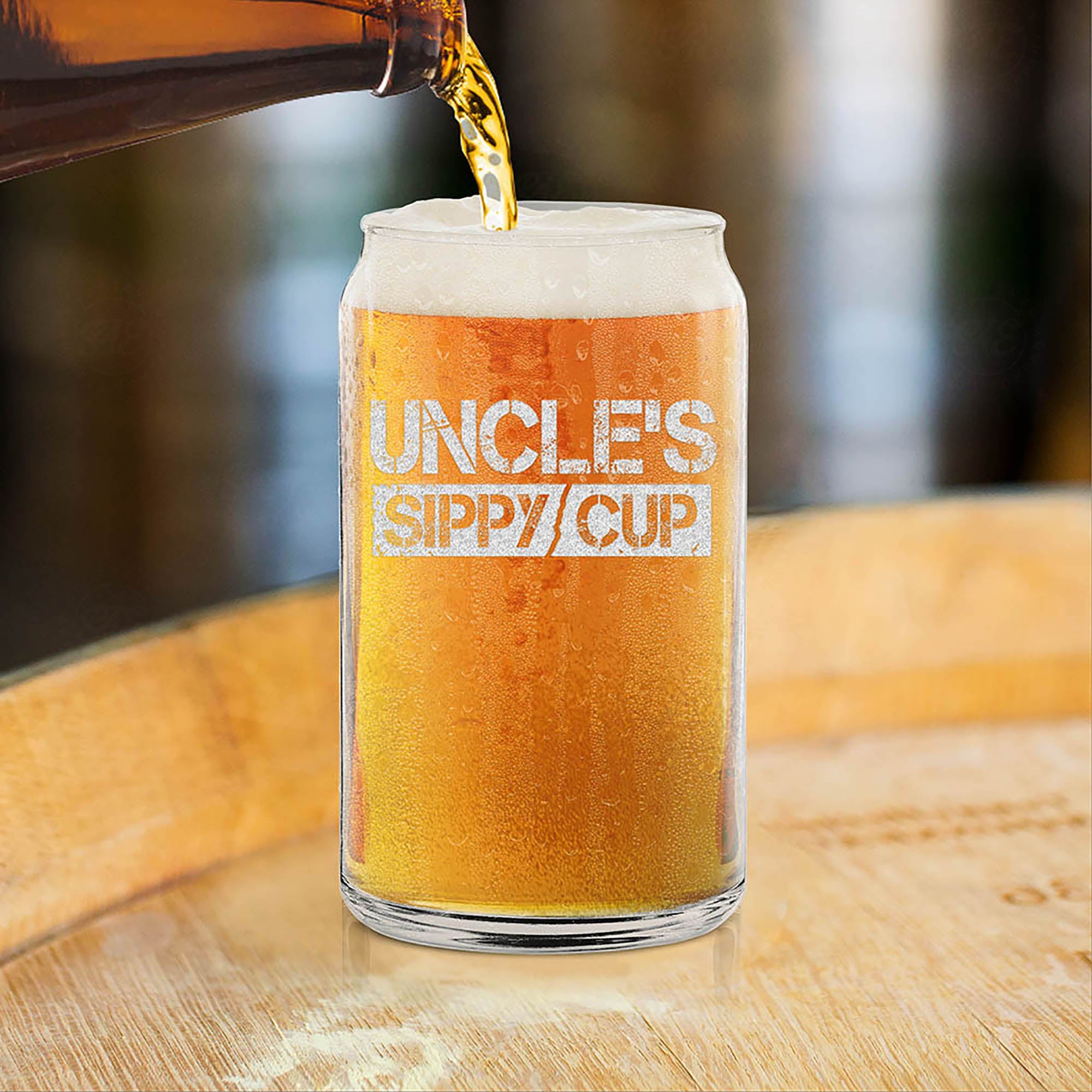 Uncle's Sippy Cup Engraved Beer Can Glass Funny New Uncle Gift Promoted To Uncle