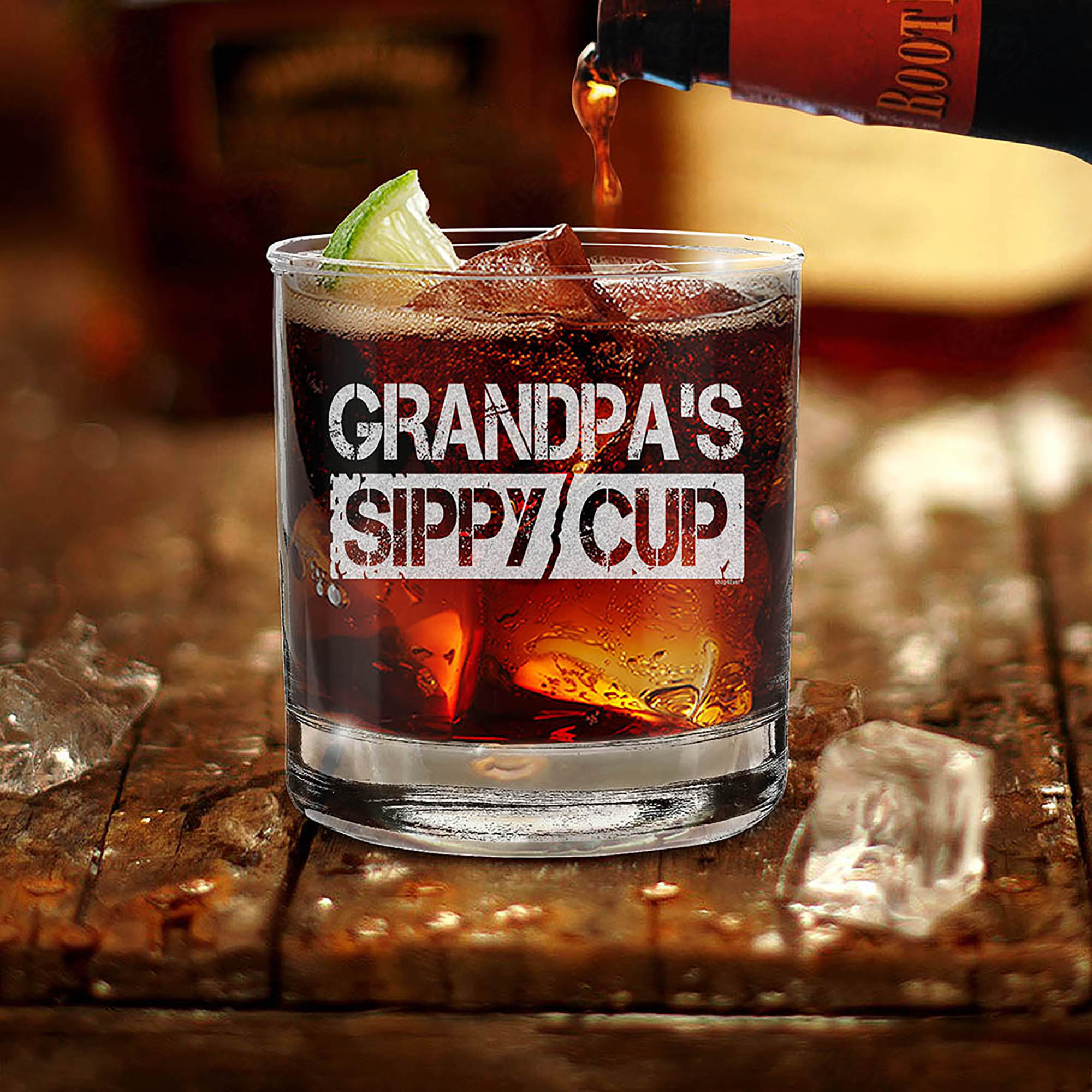 Grandpa's Sippy Cup Engraved Whiskey Glass Promoted To Grandpa New Grandpa