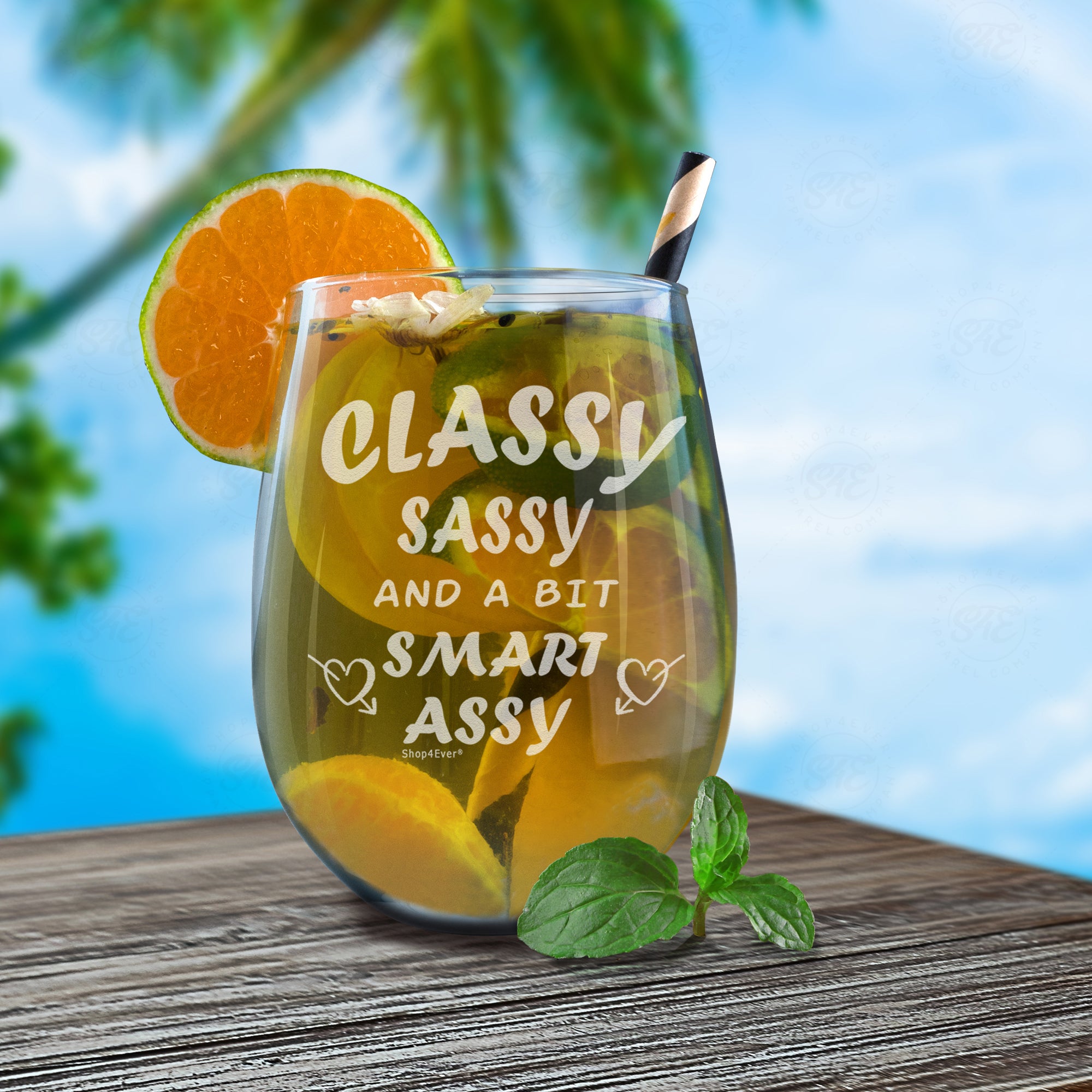 Classy Sassy And A Bit Smart Laser Engraved Stemless Wine Glass Funny Drinking Wine Glass For Bestfriend Sister Daughter