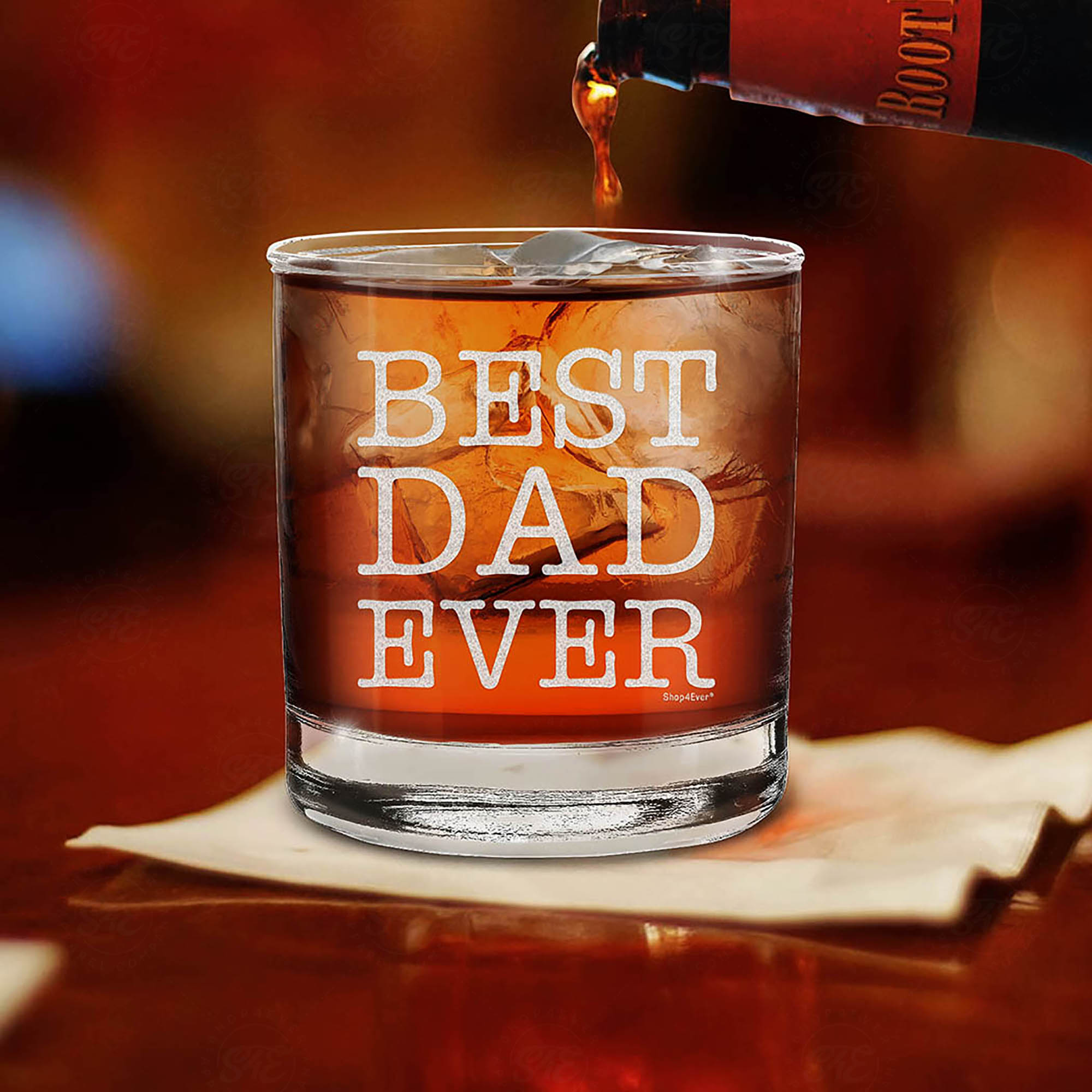 Best Dad Ever Engraved Whiskey Glass Father's Day Gift for Dad