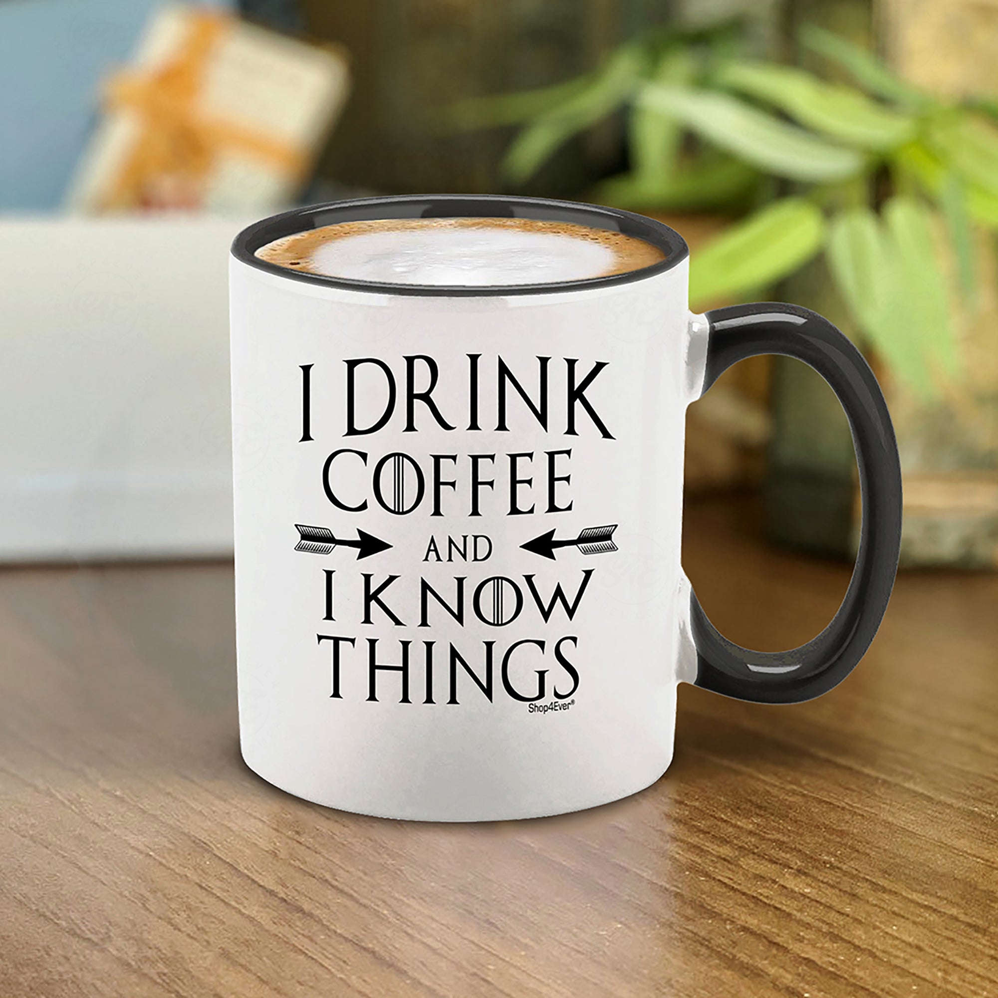 I Drink Coffee And I Know Things Black Handle Ceramic Coffee Mug Tea Cup