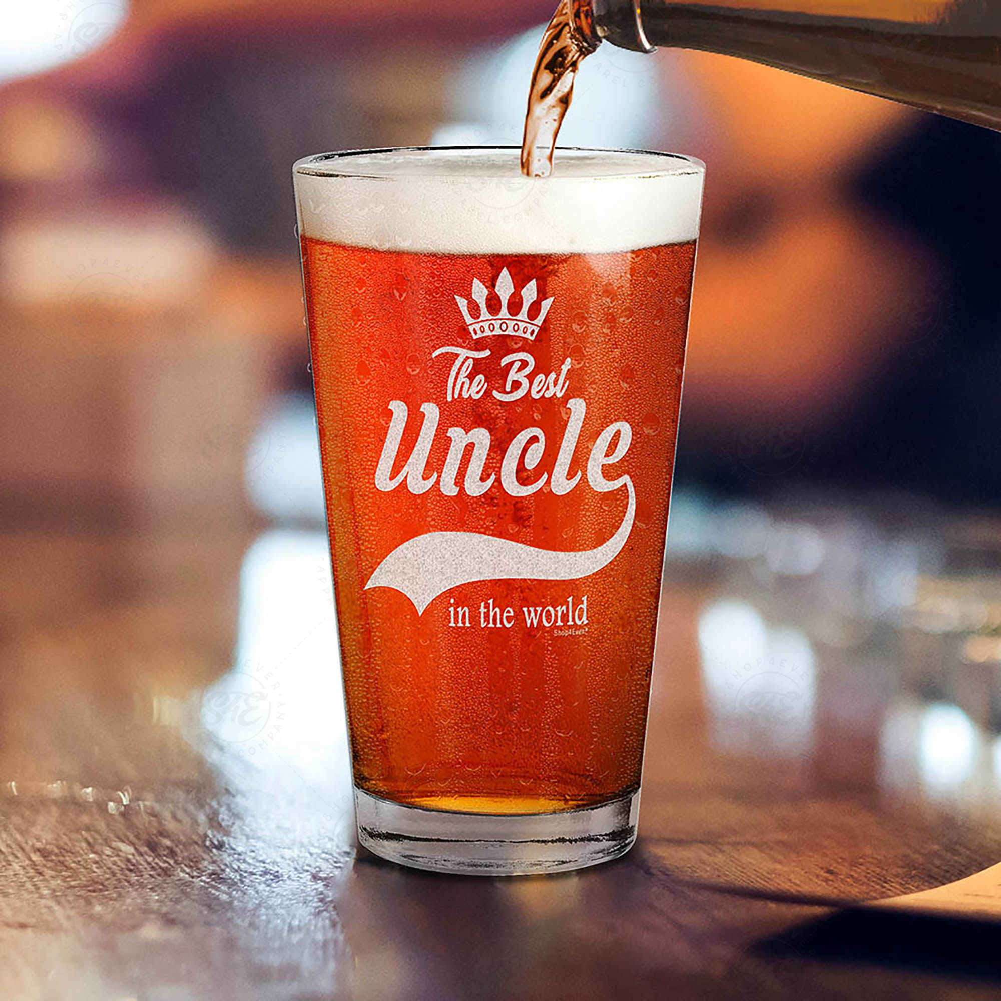 The Best Uncle In The World Laser Engraved Beer Pint Glass Promoted to Uncle