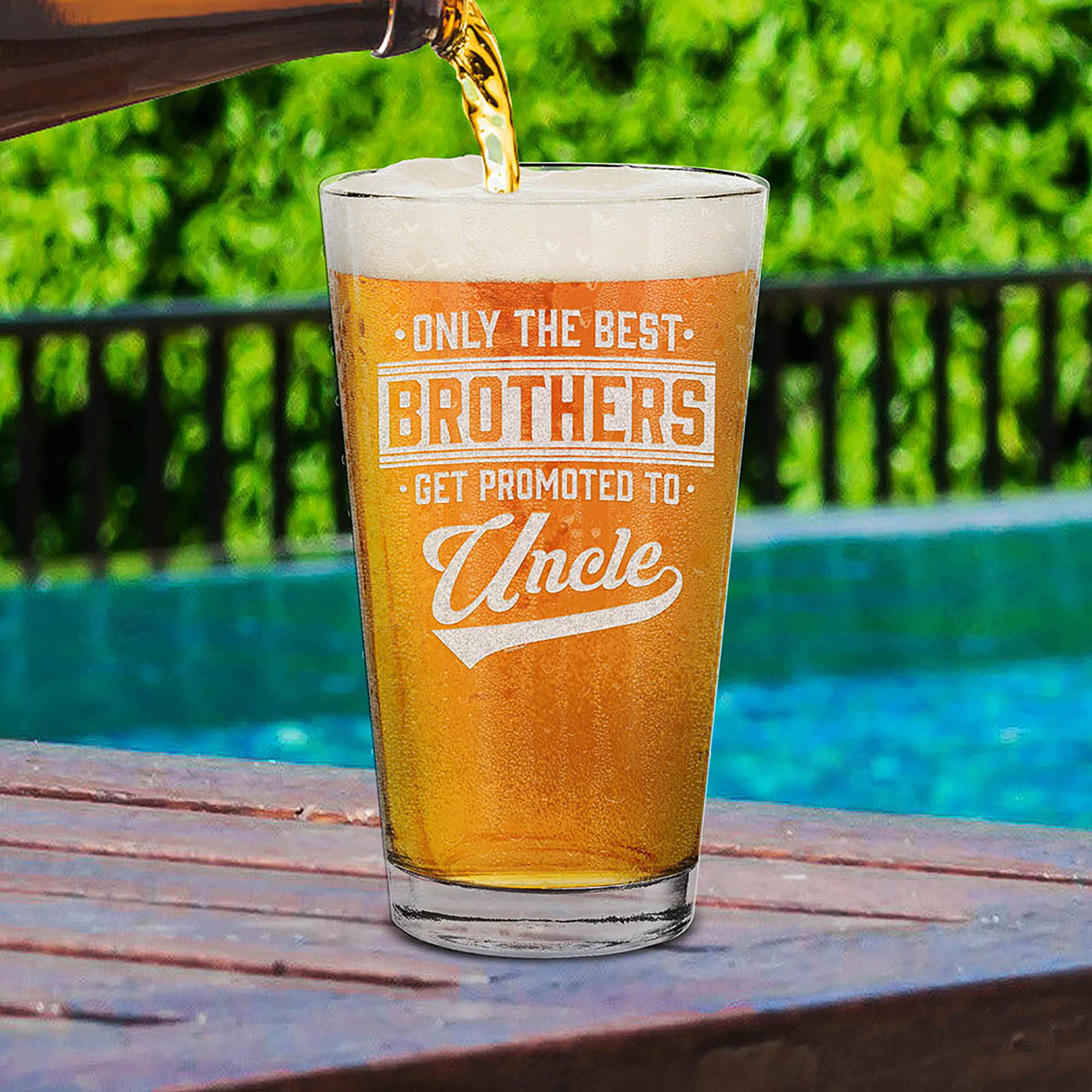 Only The Best Brothers Get Promoted To Uncle Laser Engraved Beer Pint Glass Pregnancy Announcement