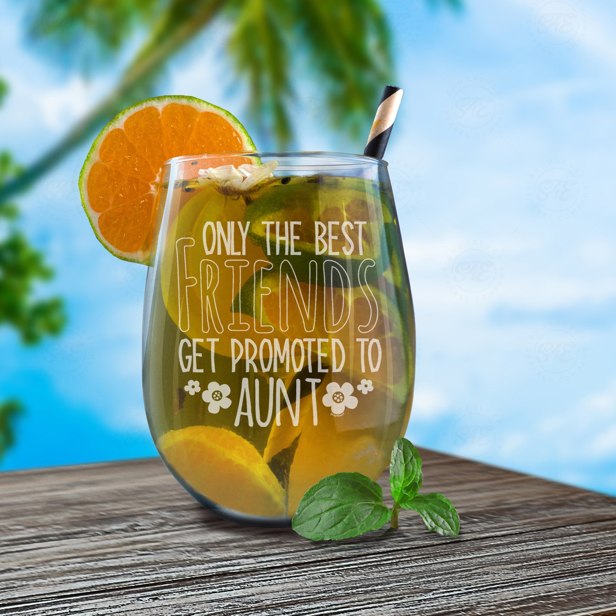 Only The Best Friends Get Promoted To Aunt Laser Engraved Stemless Wine Glass - Pregnancy Announcement
